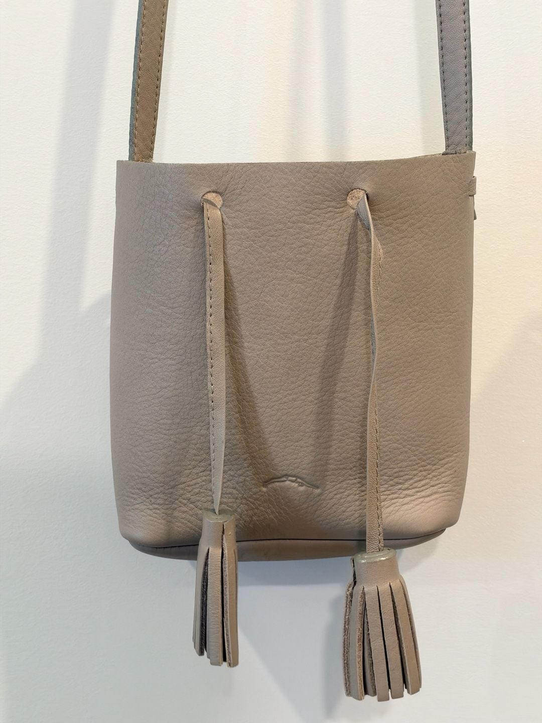 Shaffer Los Angeles Greta Bucket Bag Taupe Brown Leather 11