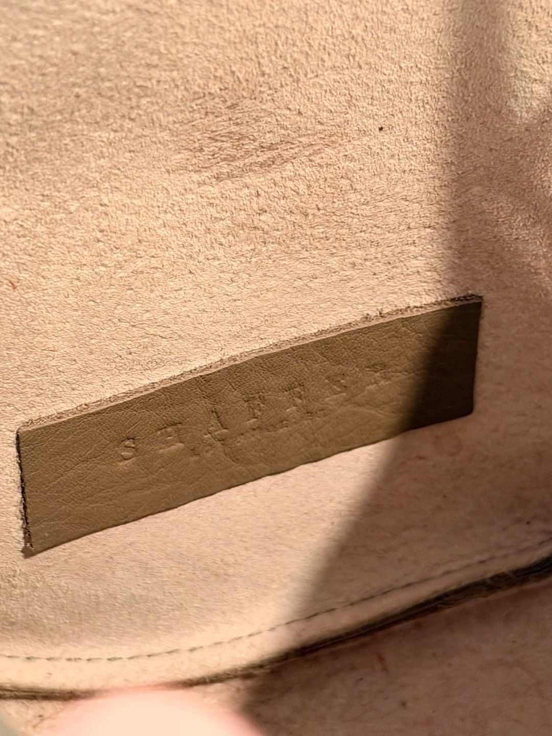 Shaffer Los Angeles Greta Bucket Bag Taupe Brown Leather 12