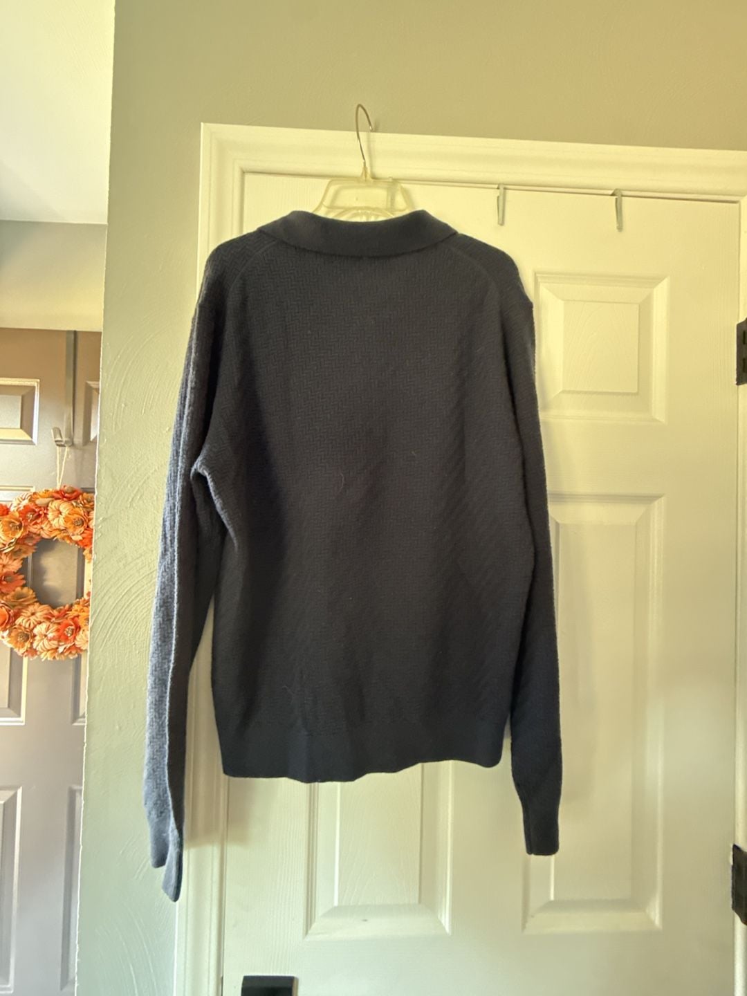 Neiman Marcus Polo Sweater Size L Navy Blue Wool Cashmere Long Sleeve 8