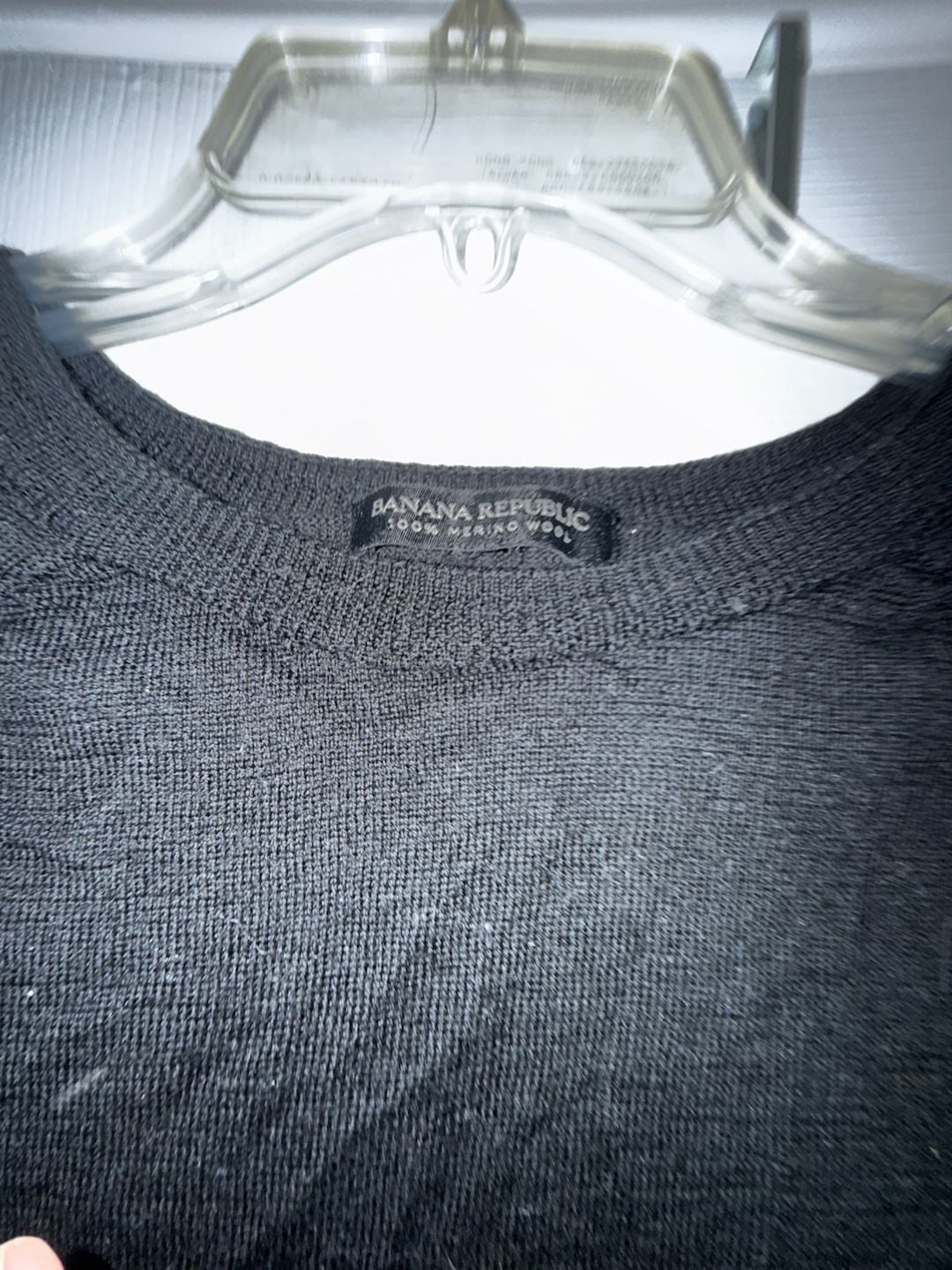 Banana Republic Merino Wool Sweater Size L Black Crewneck Pullover 6