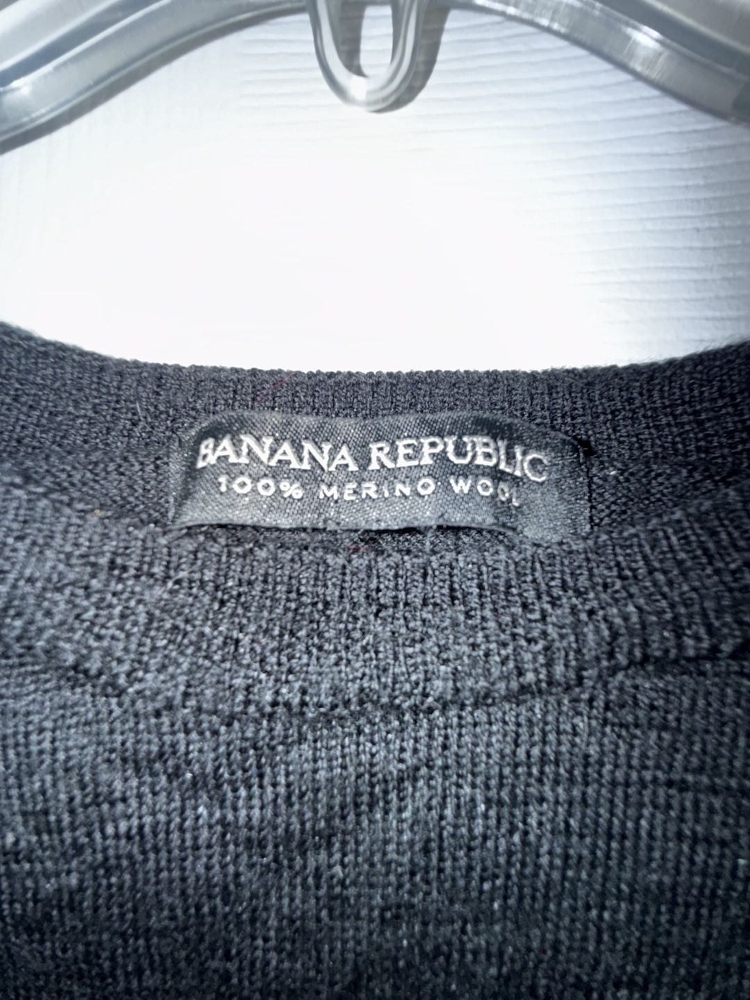 Banana Republic Merino Wool Sweater Size L Black Crewneck Pullover 8