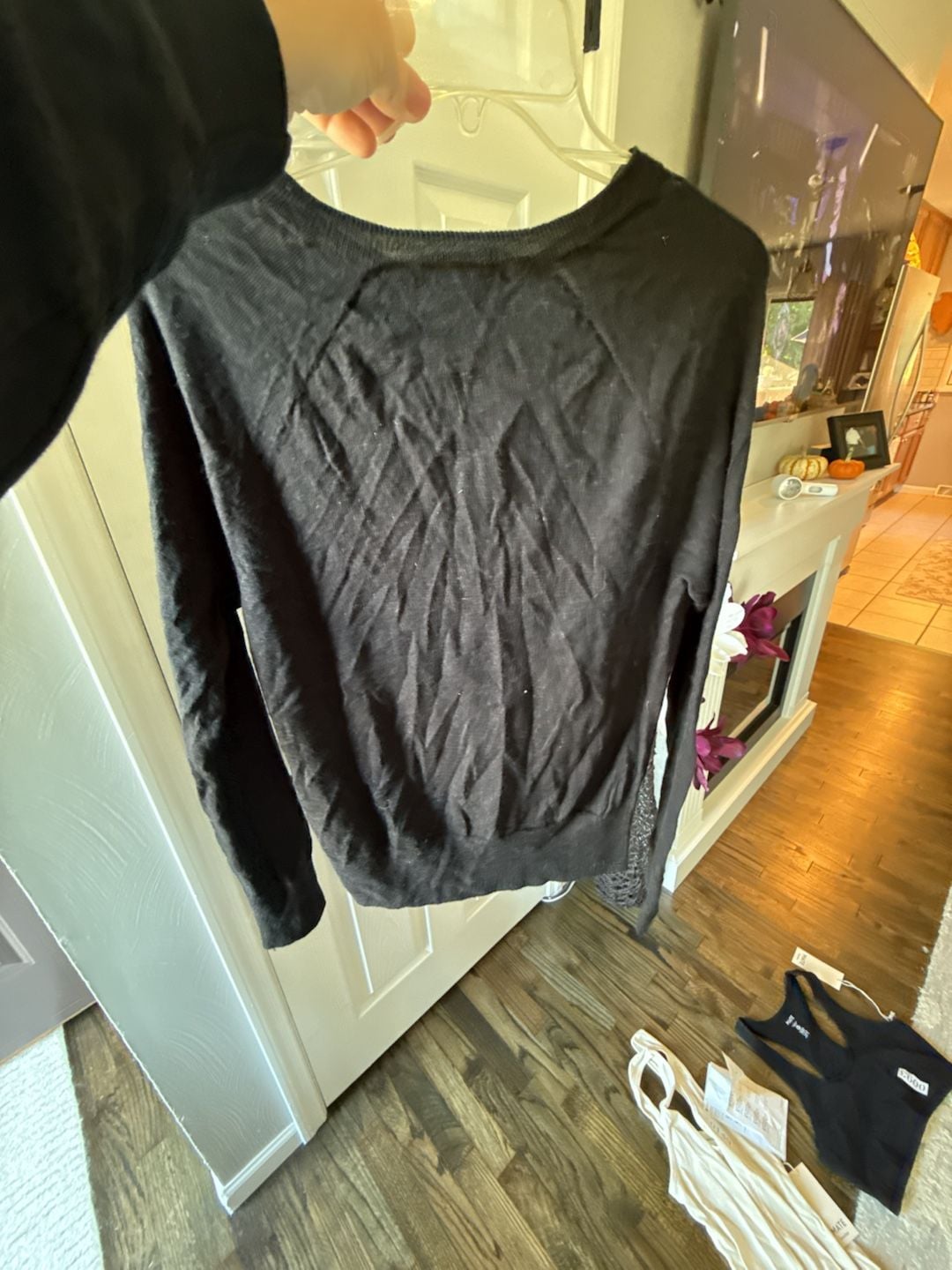 Banana Republic Merino Wool Sweater Size L Black Crewneck Pullover 9