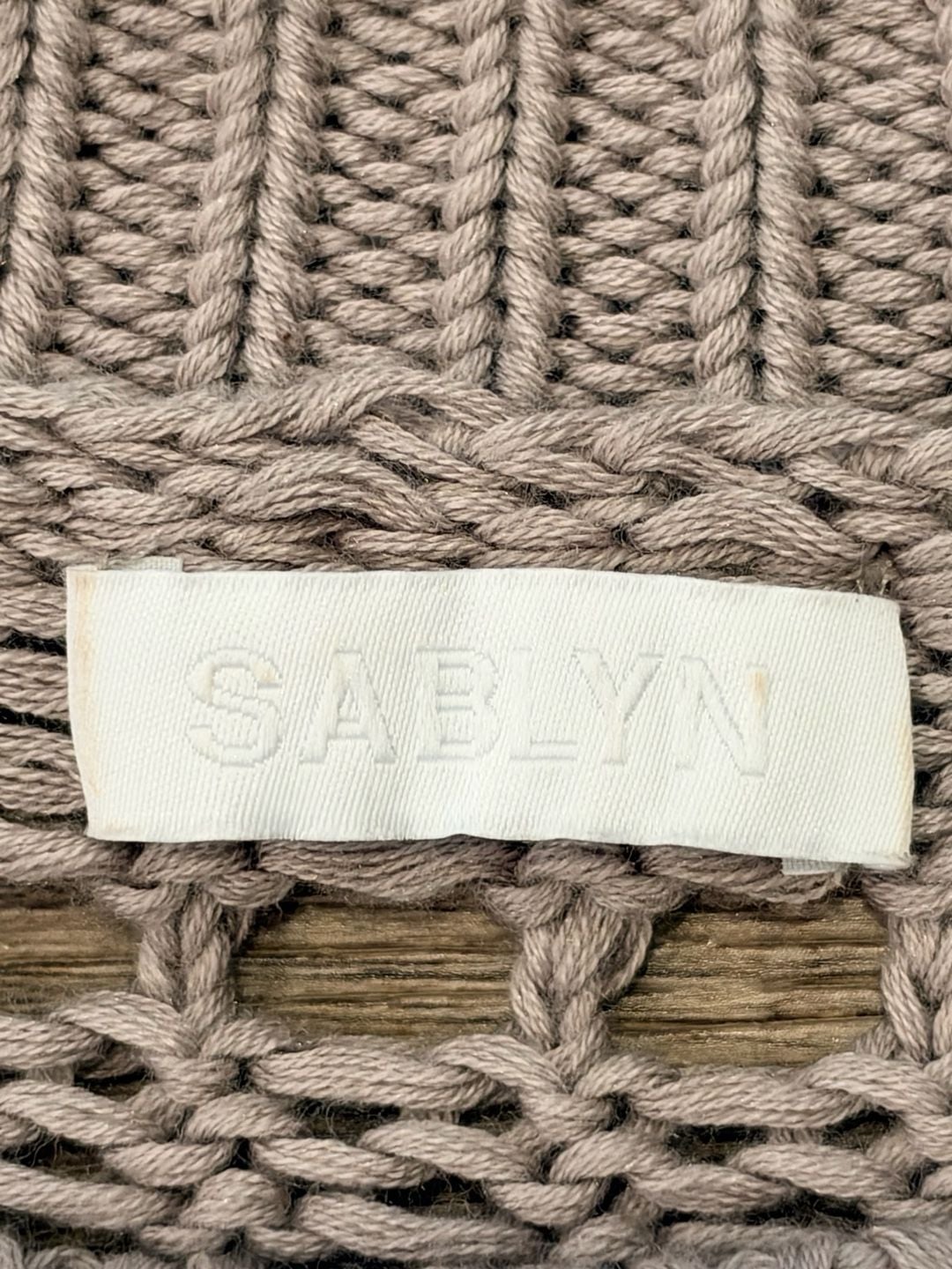 Sablyn Sweater Size XS Taupe Open Knit Cashmere Cotton 4