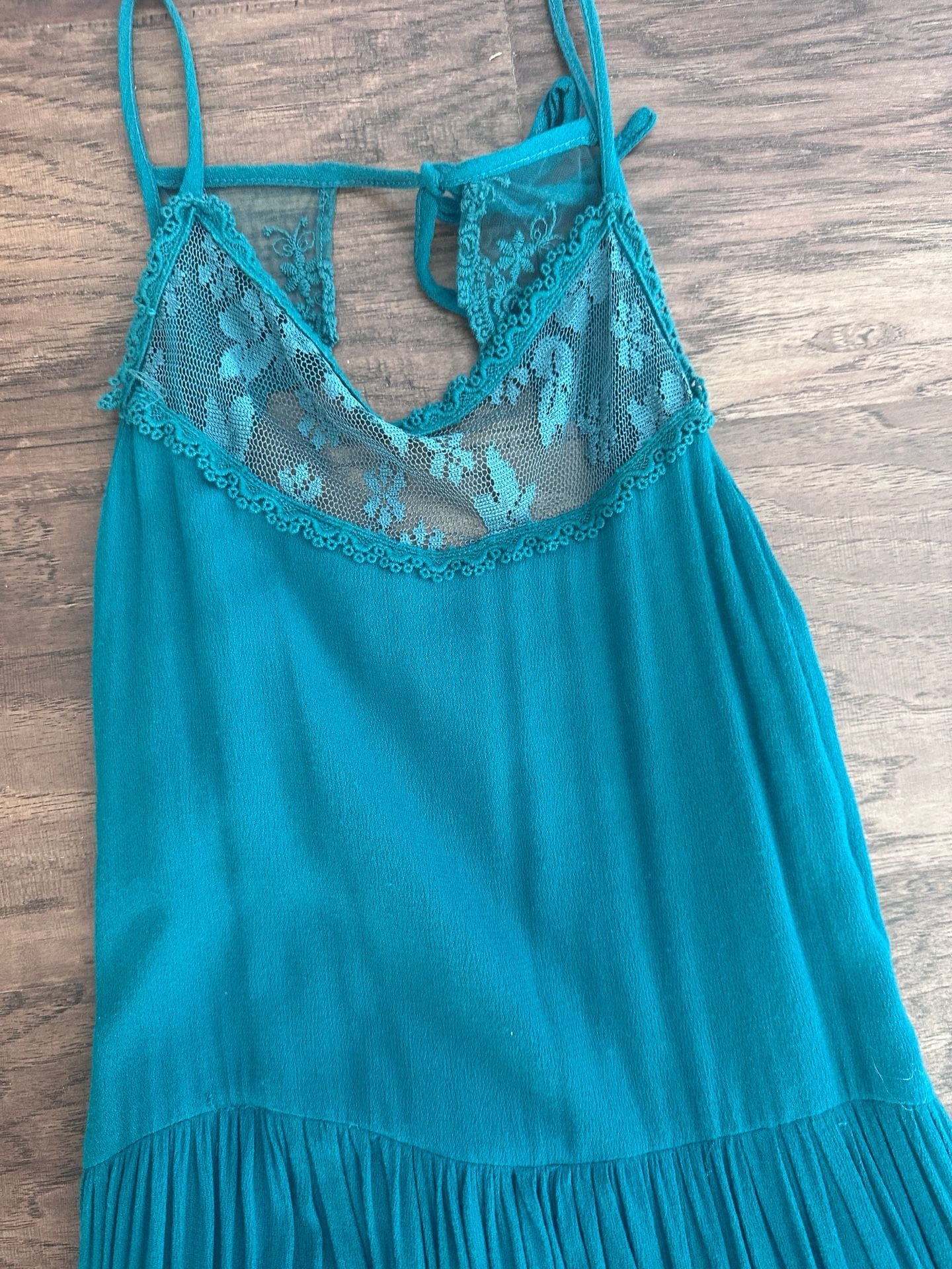 Joyfolie Girl Macy Dress Teal Green Long Lace Ruffle Hem 7