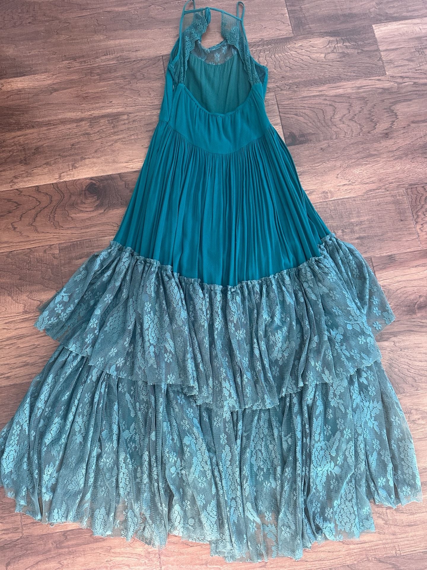 Joyfolie Girl Macy Dress Teal Green Long Lace Ruffle Hem 8