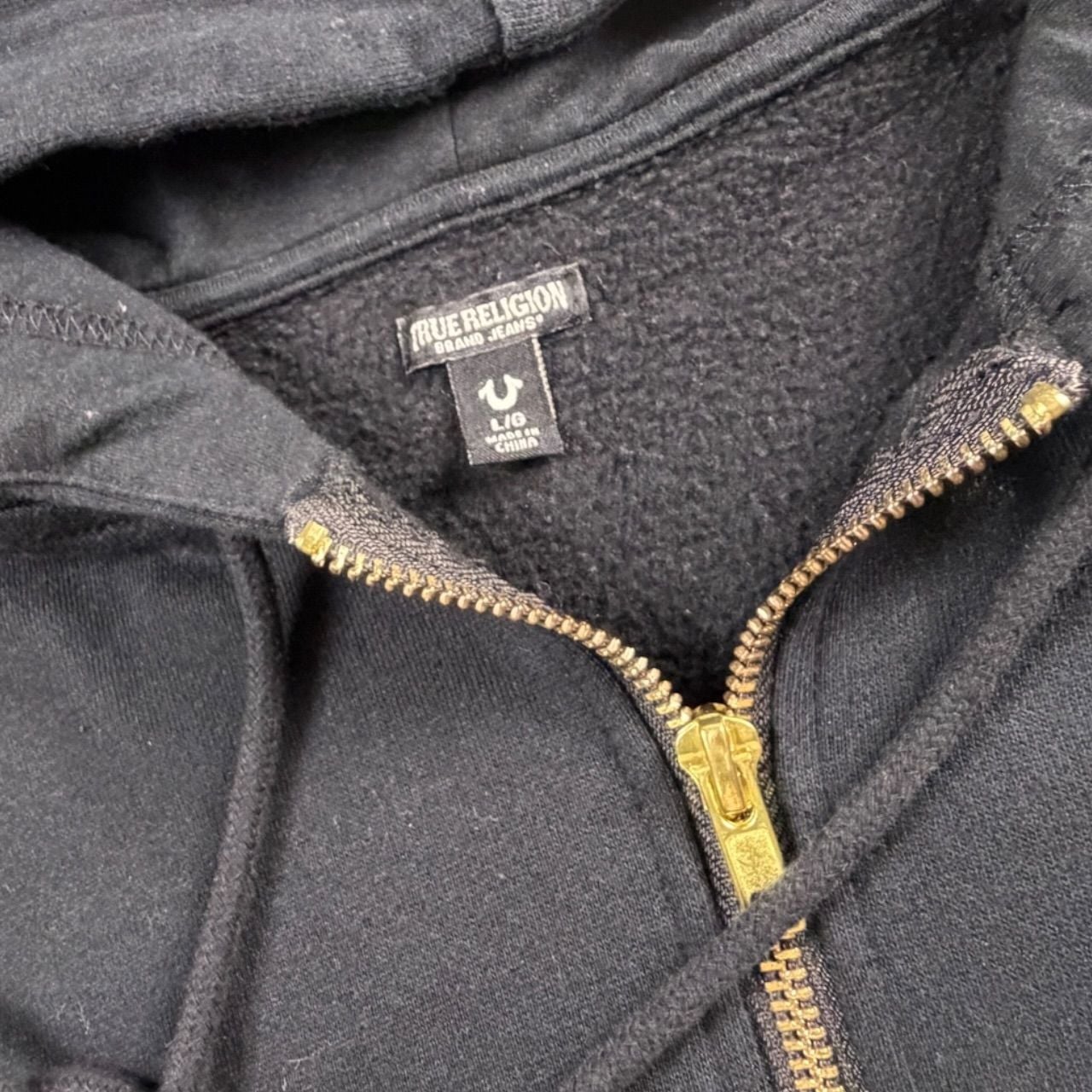True Religion Black Gold Buddha Zip Up Hoodie L 5