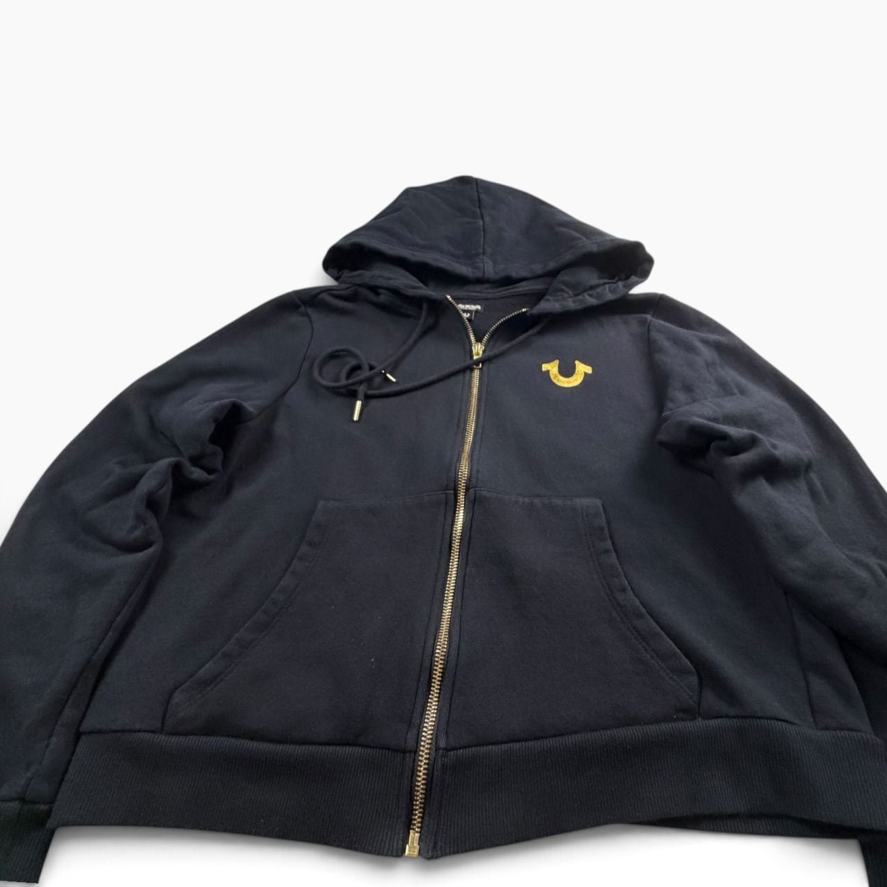True Religion Black Gold Buddha Zip Up Hoodie L 6