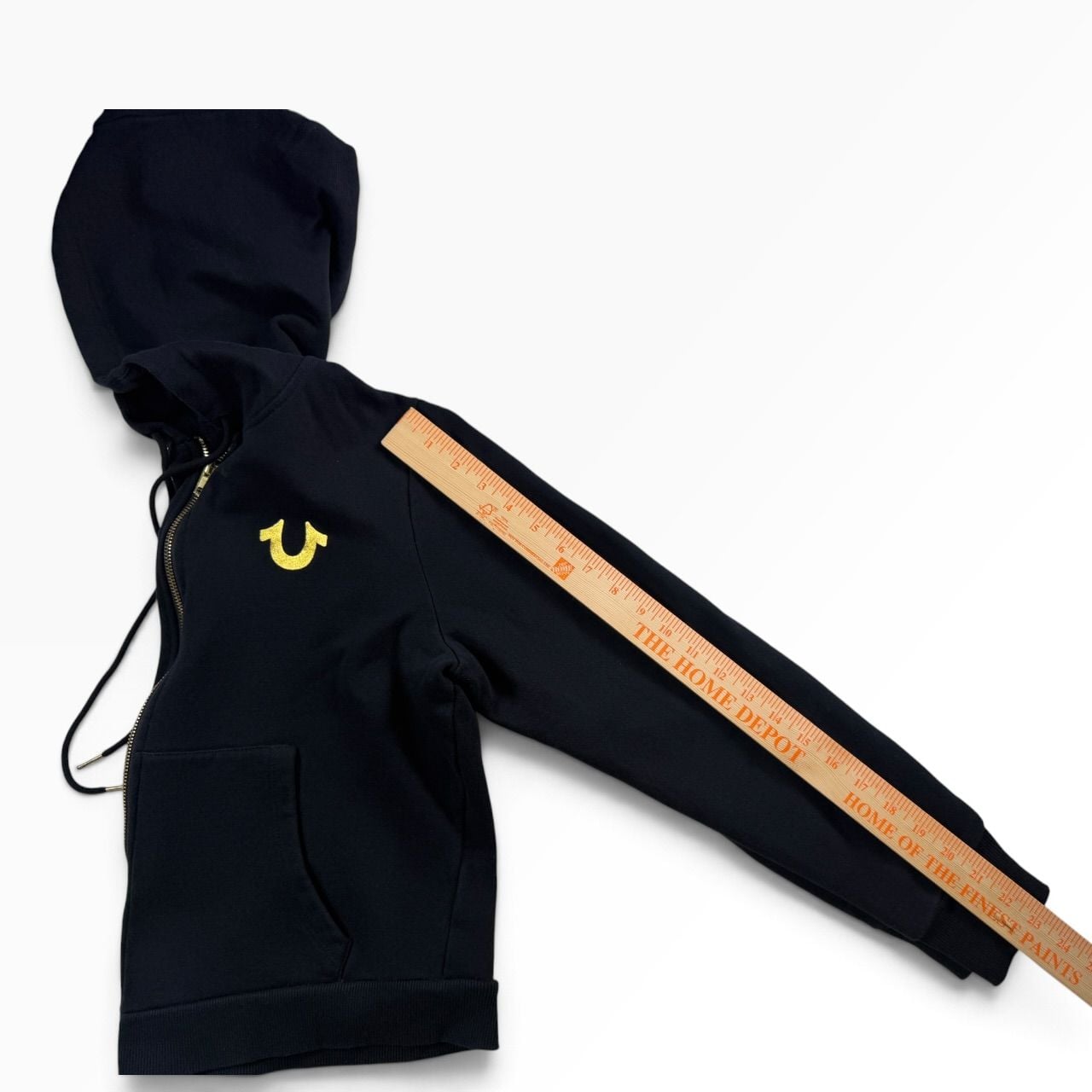 True Religion Black Gold Buddha Zip Up Hoodie L 8