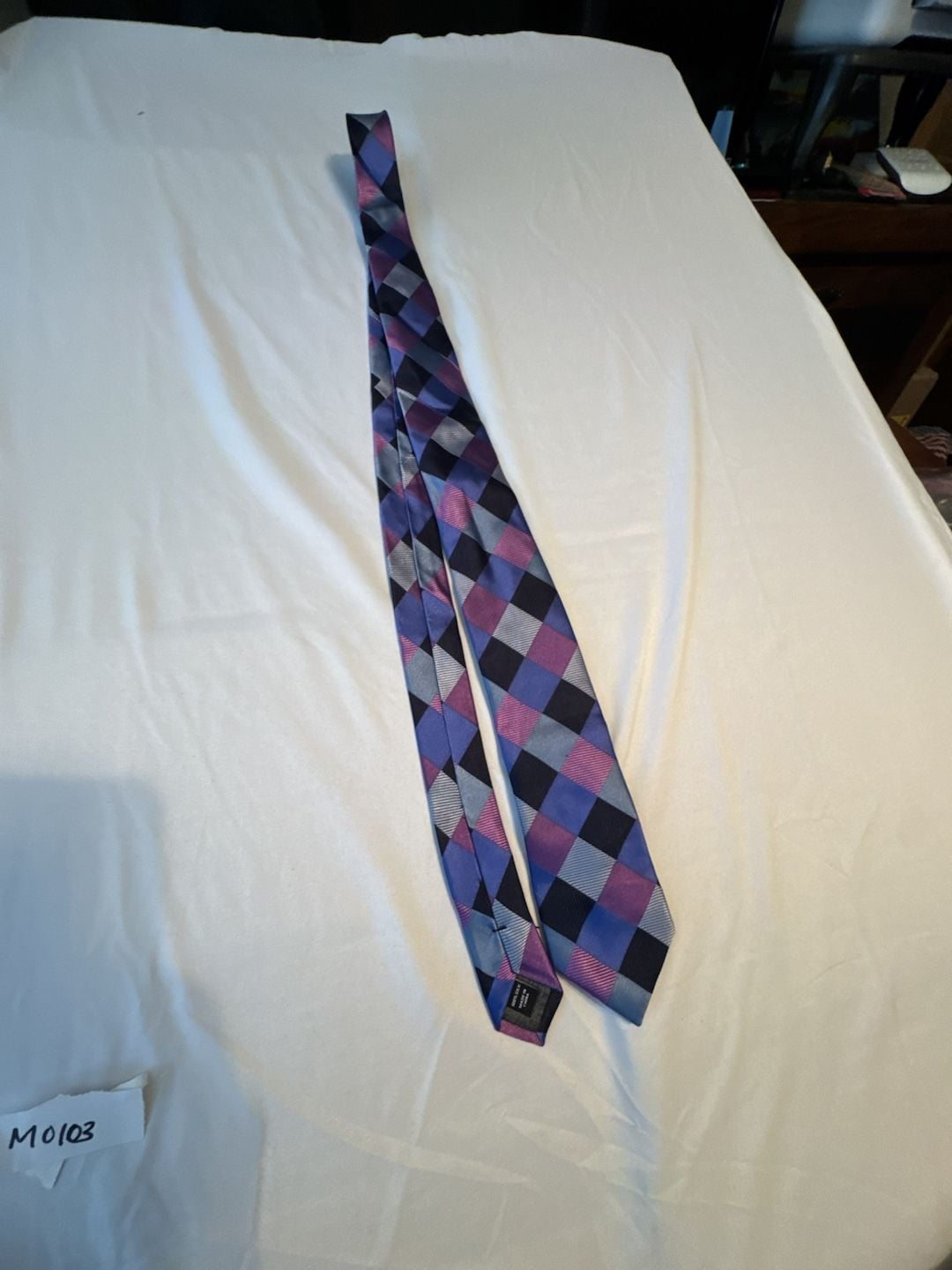 AWEARNESS KENNETH COLE Silk Neck Tie Multicolor Diamond Pattern 1