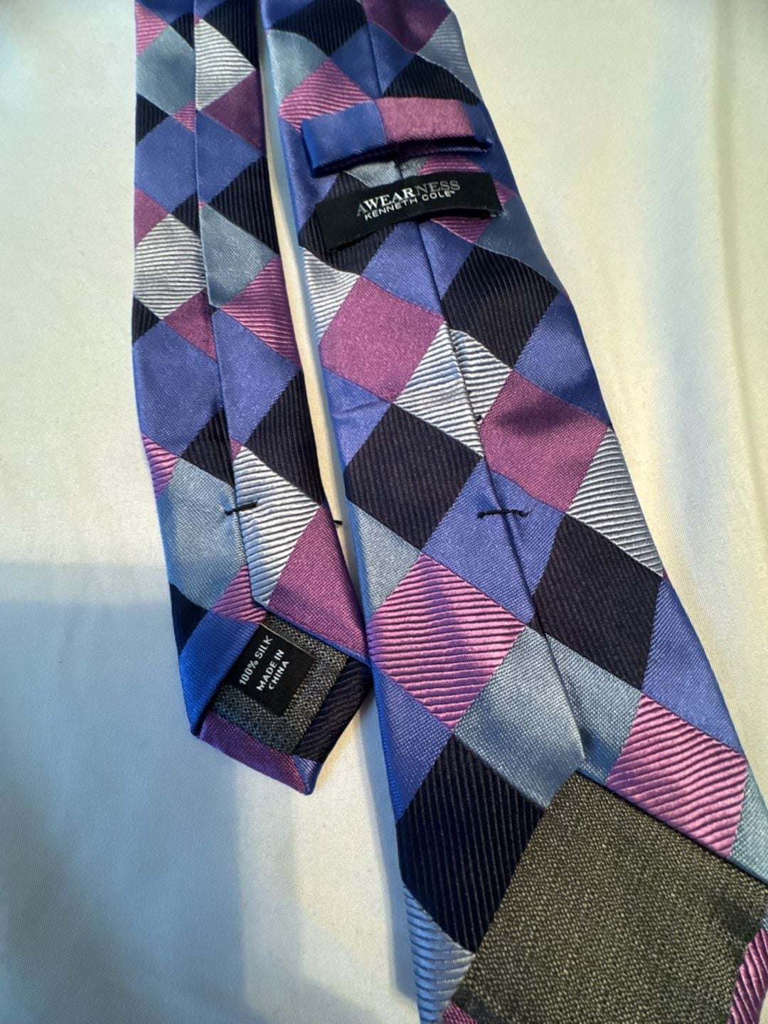 AWEARNESS KENNETH COLE Silk Neck Tie Multicolor Diamond Pattern 2