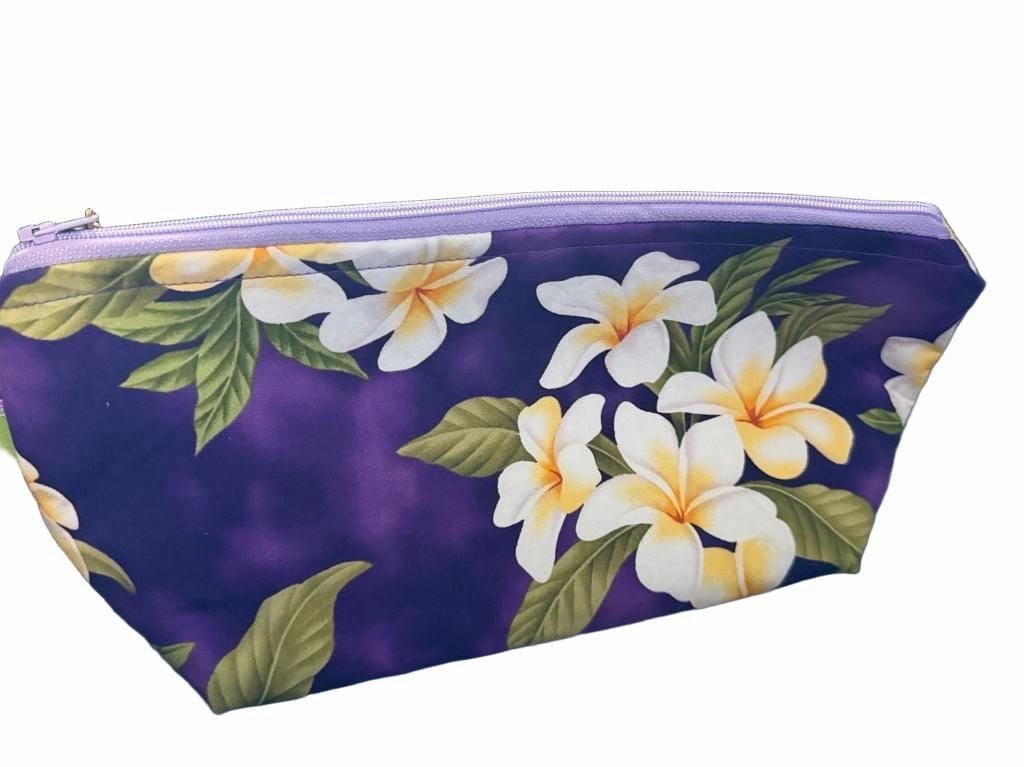 Plumeria Hawaiian Floral Print Zippered Travel Pouch 2