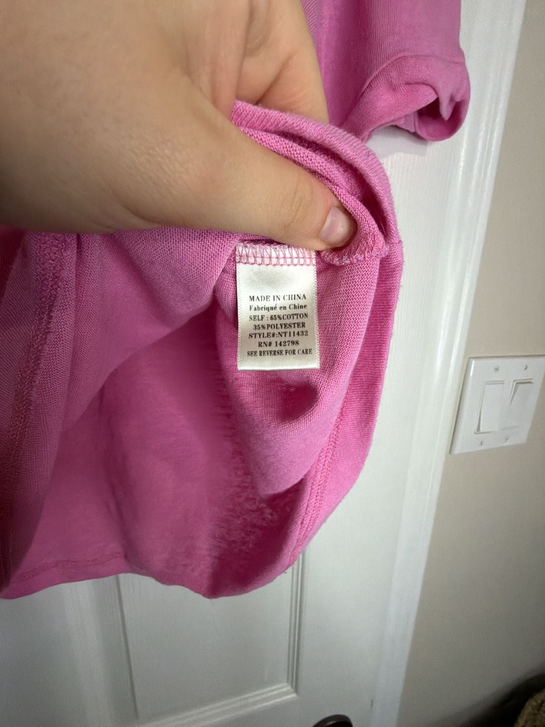 New In Henley Top Size M Pink Cotton Blend Short Sleeve Pocket Shirt 6