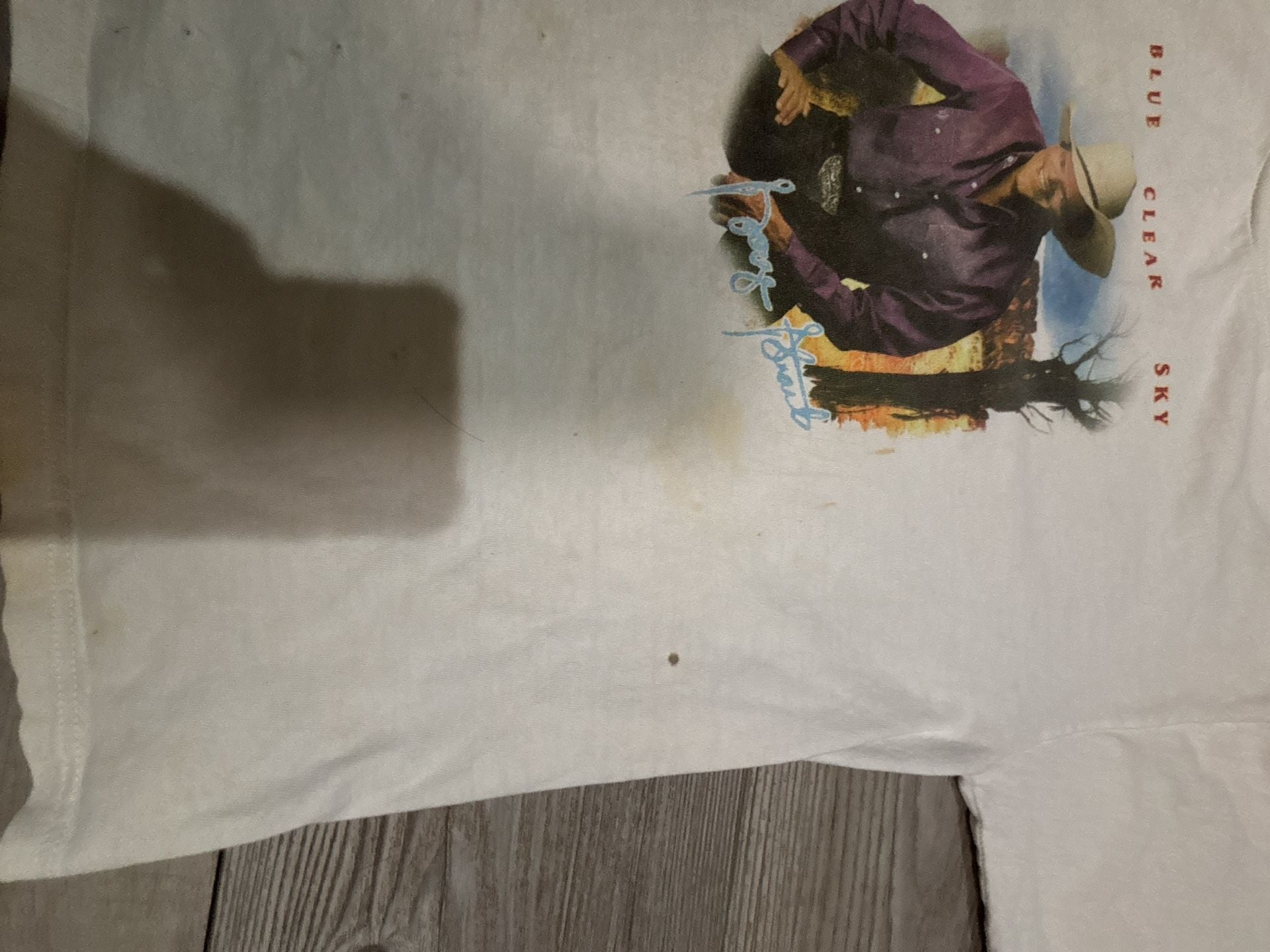 George Strait Blue Clear Sky Concert T-Shirt White Vintage 90s Country 8