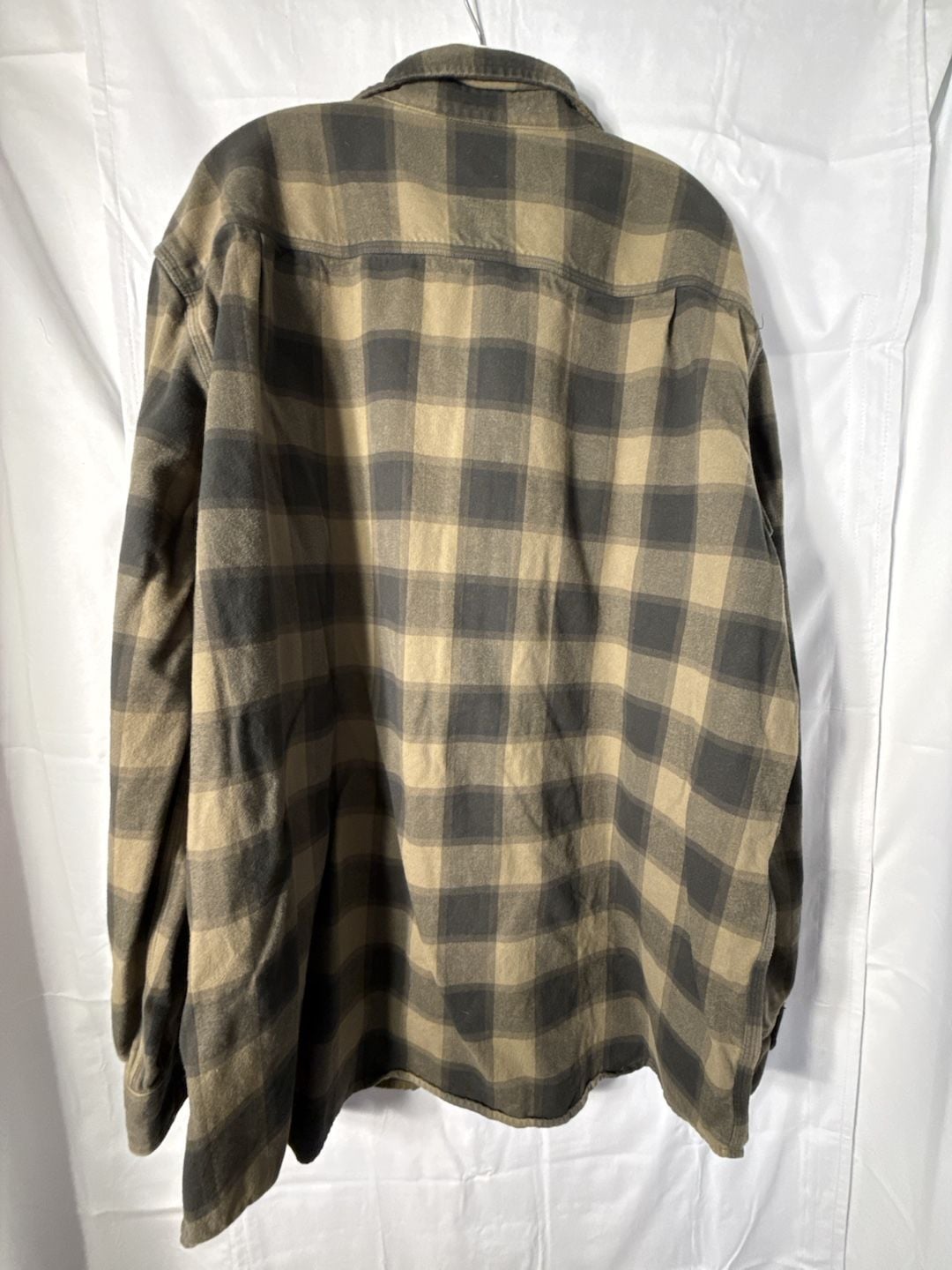 Carhartt Plaid Flannel Shirt Size 2XL Tall Brown Gray Button-Up Long Sleeve 7