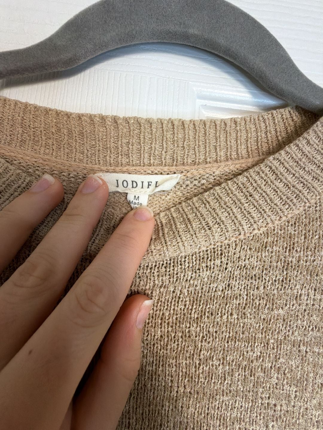 Jodifl Sweater Top Size M Tan Short Ruffle Sleeve B8615 3
