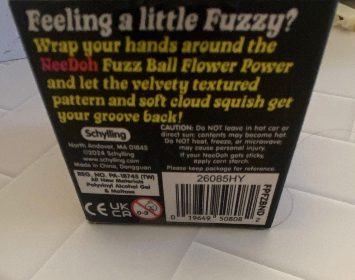 Schylling NeeDoh Fuzz Ball Flower Power Purple Velvet Squeeze Fidget 2
