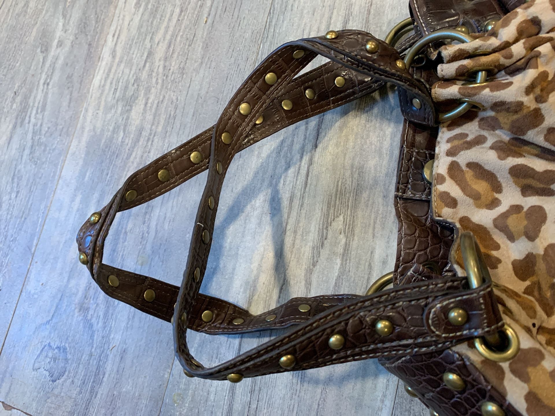 Kathy DARK BROWN LEATHER W/ FUR BAG,PURSE-NWT 5
