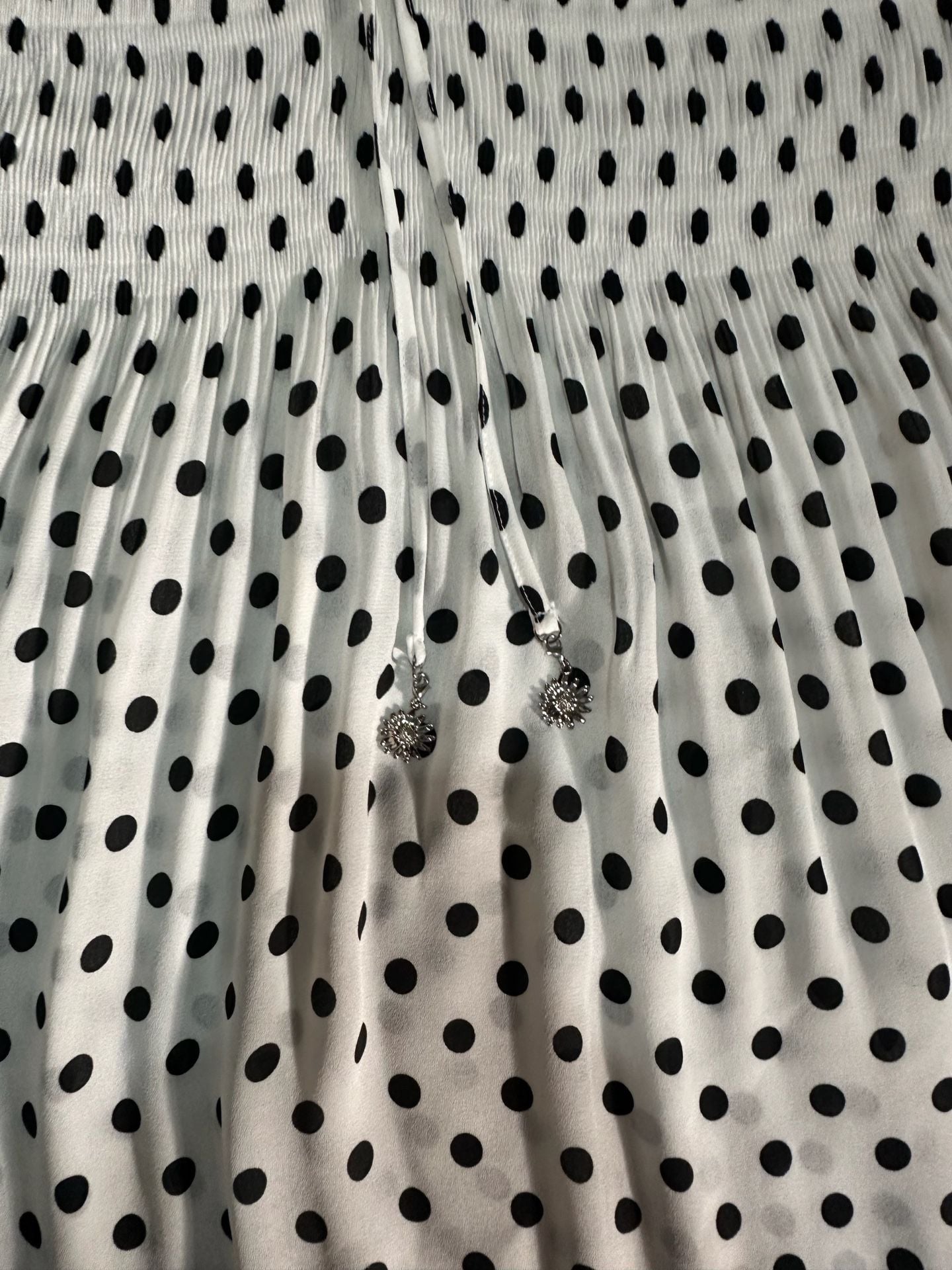 Melissa Paige Blouse Size PM/PM White Black Polka Dot Long Sleeve 4