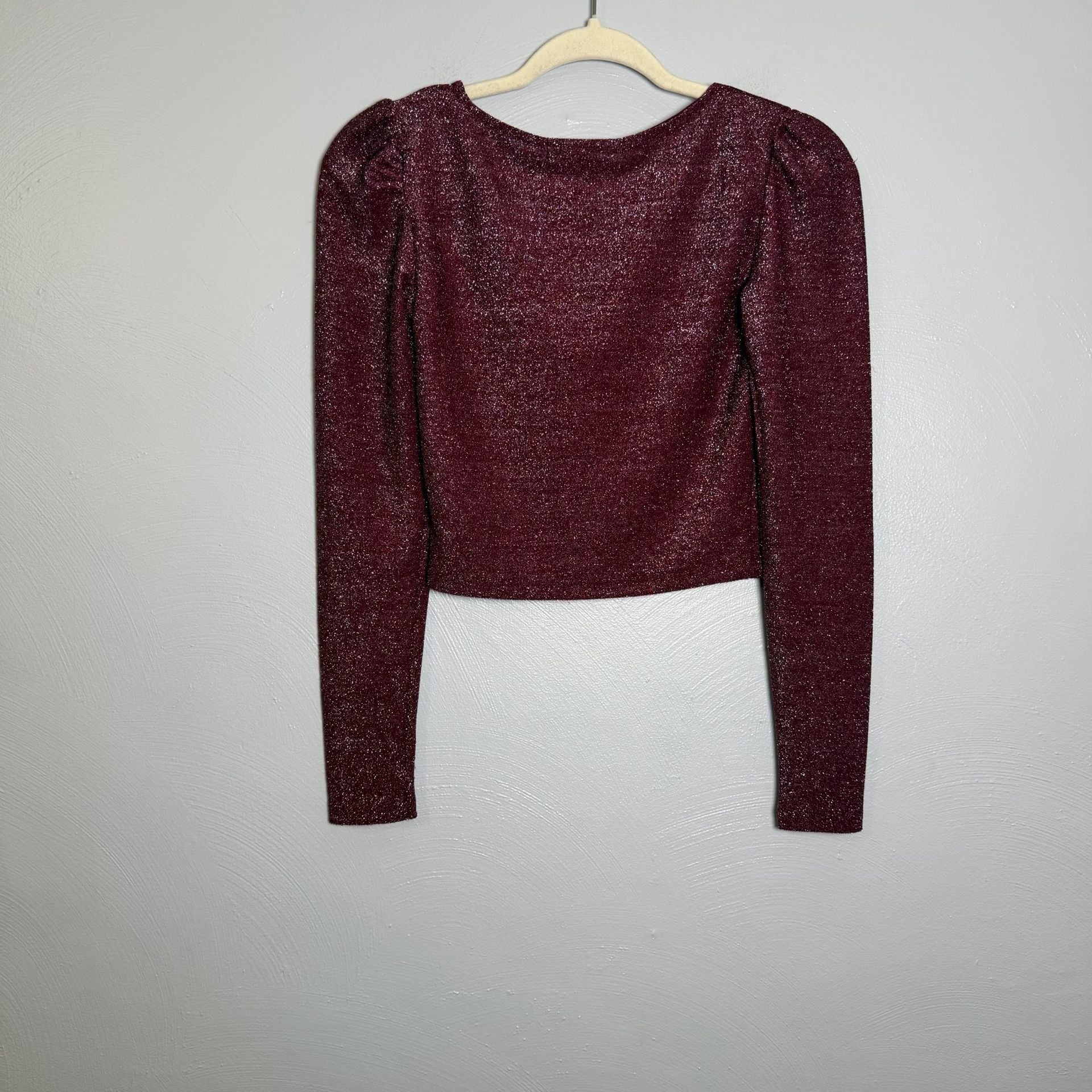 WallFlower Sparkle Crop Top Size Small Windsor Wine Metallic 3