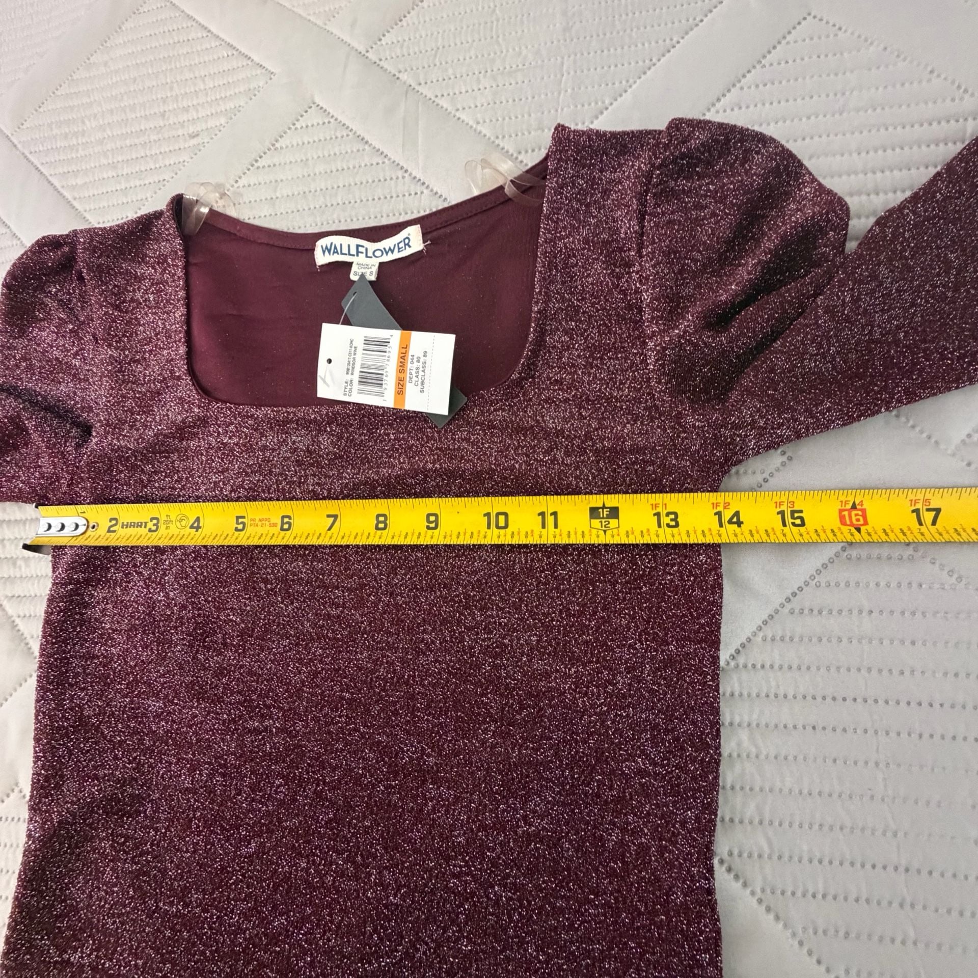 WallFlower Sparkle Crop Top Size Small Windsor Wine Metallic 4