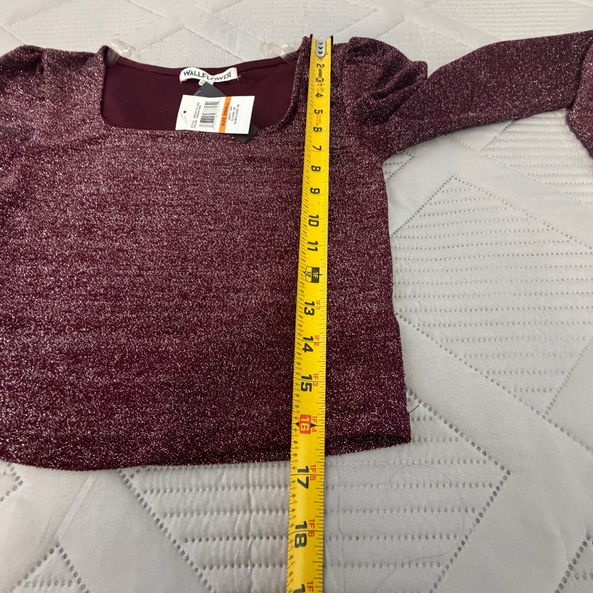 WallFlower Sparkle Crop Top Size Small Windsor Wine Metallic 5