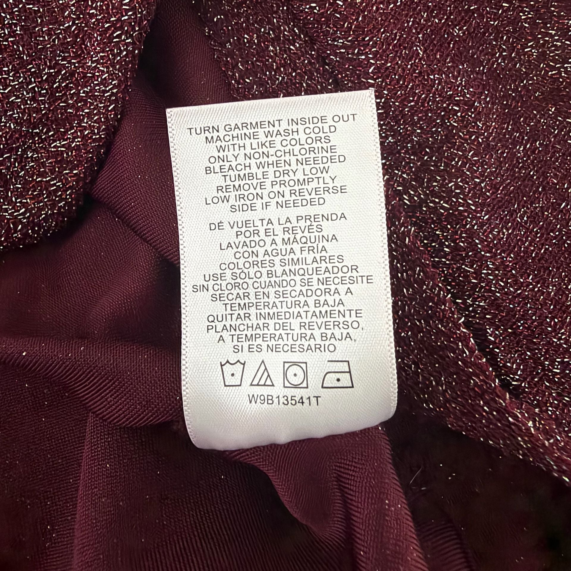 WallFlower Sparkle Crop Top Size Small Windsor Wine Metallic 8