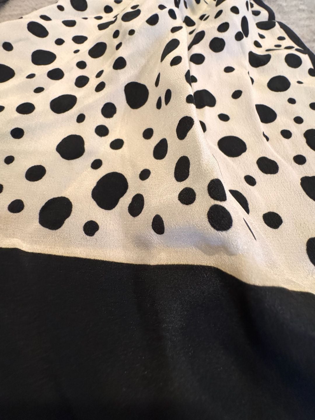 Bill Blass Vintage Silk Scarf Polka Dot Blue Black White 6