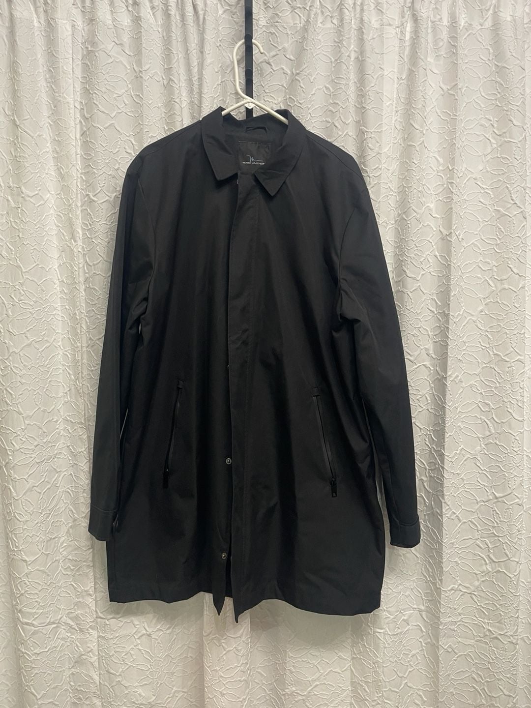 Marc Anthony Trench Coat Size XXL Black Rain Jacket Slim Fit 2
