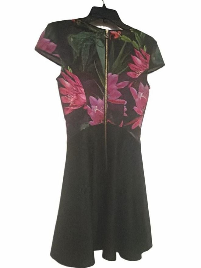 Ted Baker Carllie Floral Skater Dress Size 1 Pink Purple Green 5