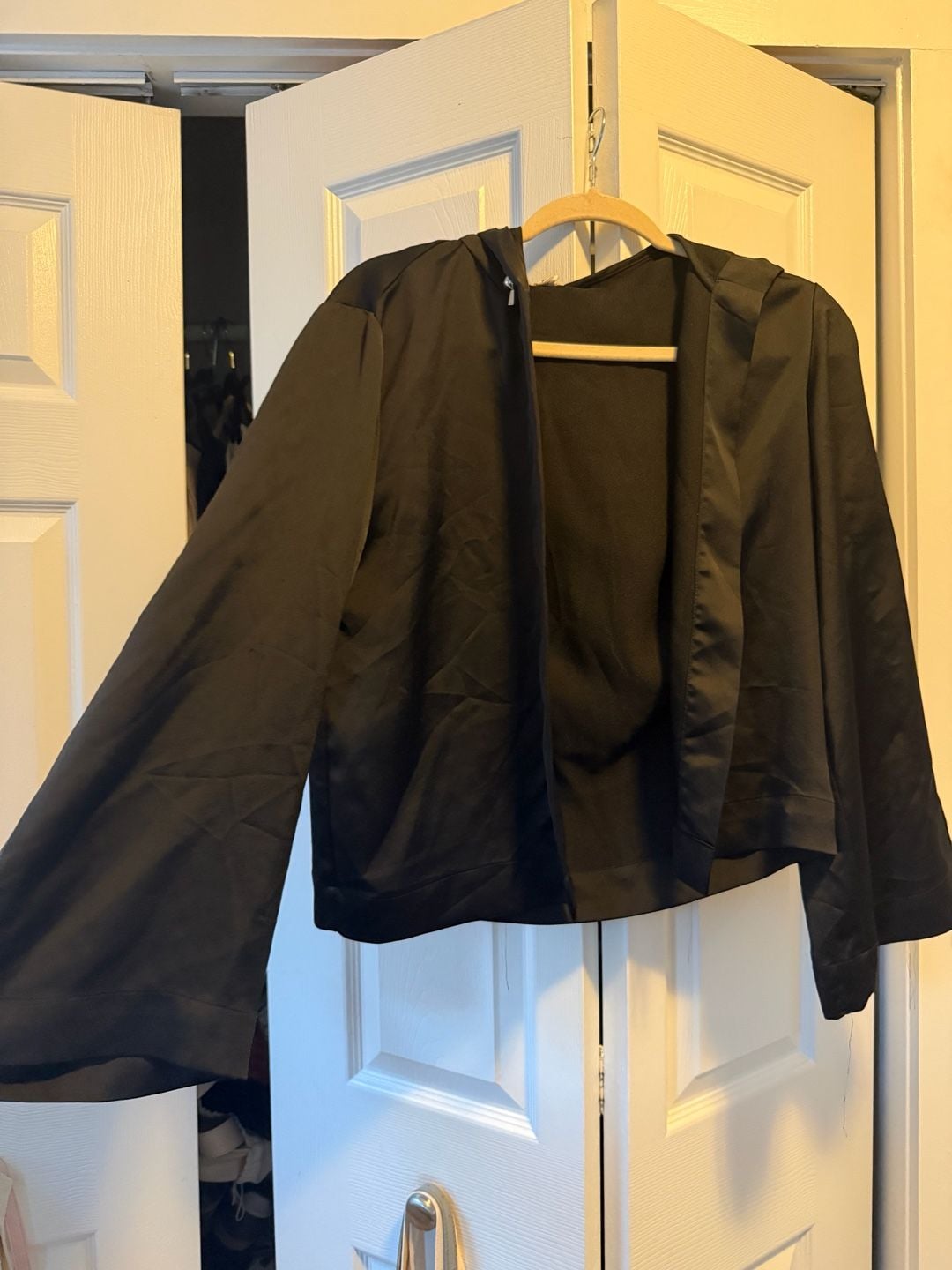 Black Satin Hooded cardigan 2