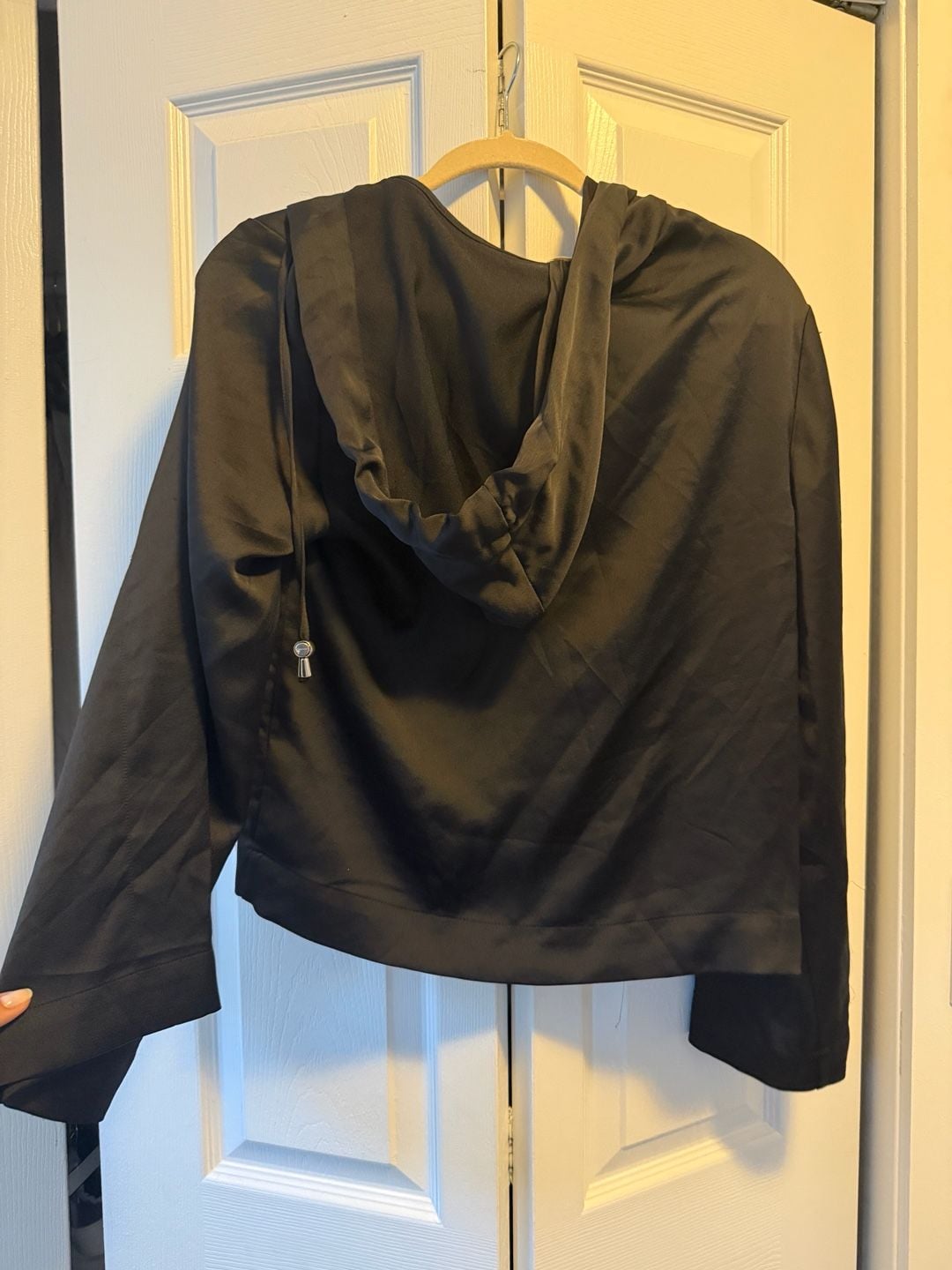 Black Satin Hooded cardigan 3