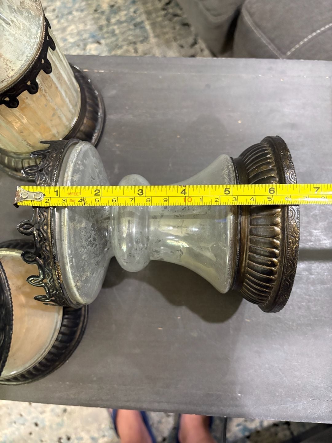 Pottery Barn Vintage Mercury Glass Pillar Candleholder Large 4