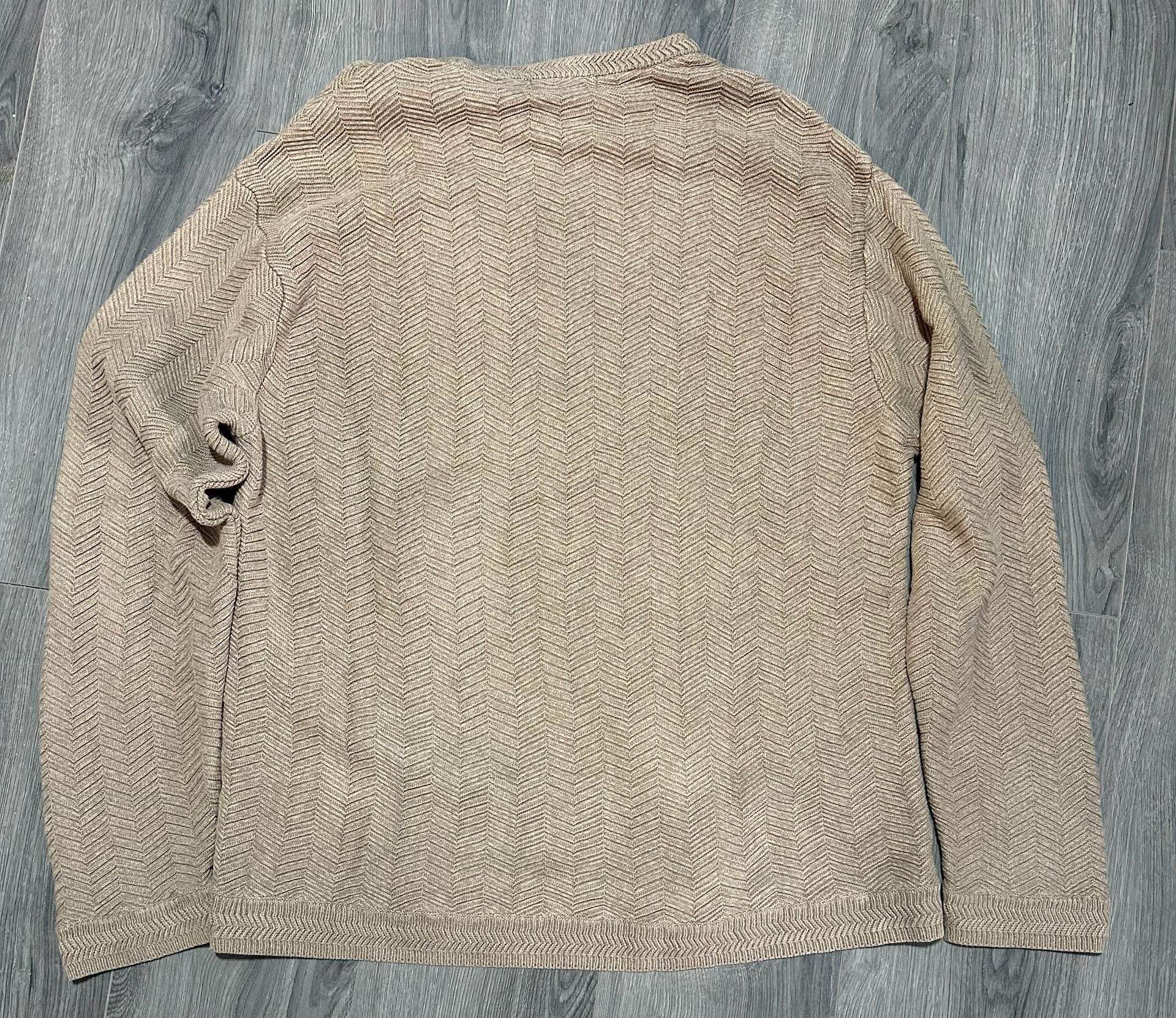 Vintage Chaps Ralph Lauren Sweater Size XL Tan Chevron Knit Pullover 6
