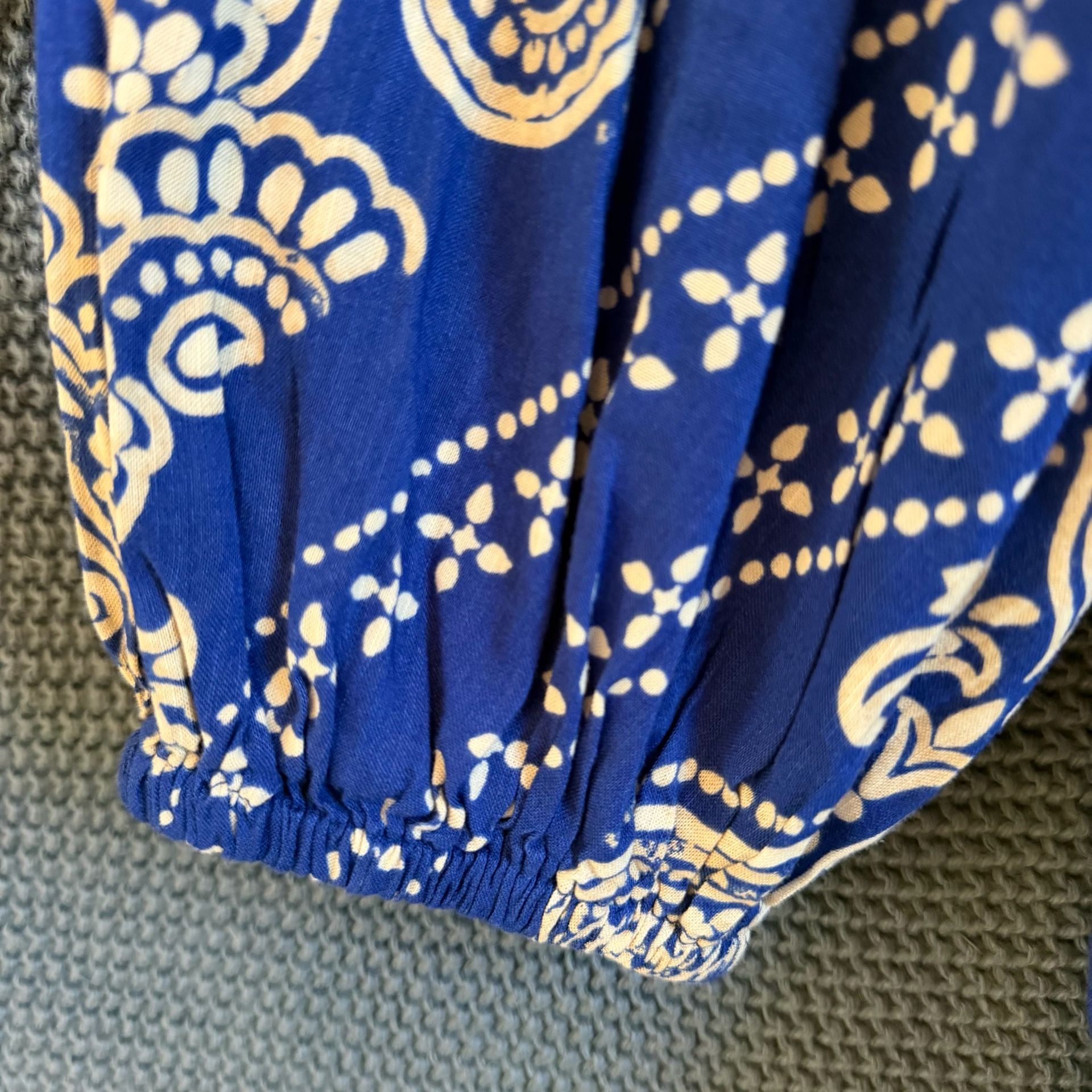 H&M Blue White Paisley Button Front Mini Dress Size M 4