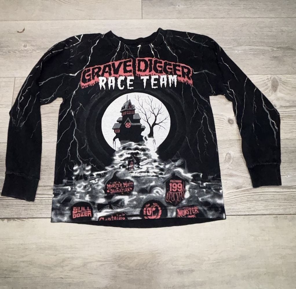 Monster Jam Grave Digger Long Sleeve Shirt Black 2