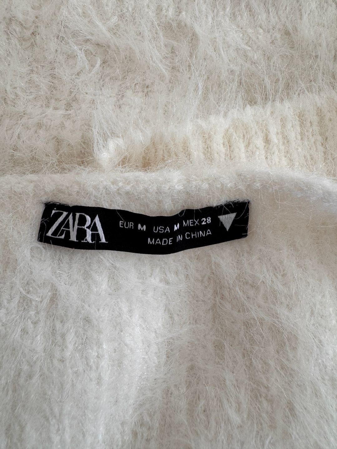 Zara Fuzzy Mock Neck Sweater Size M Off White 3
