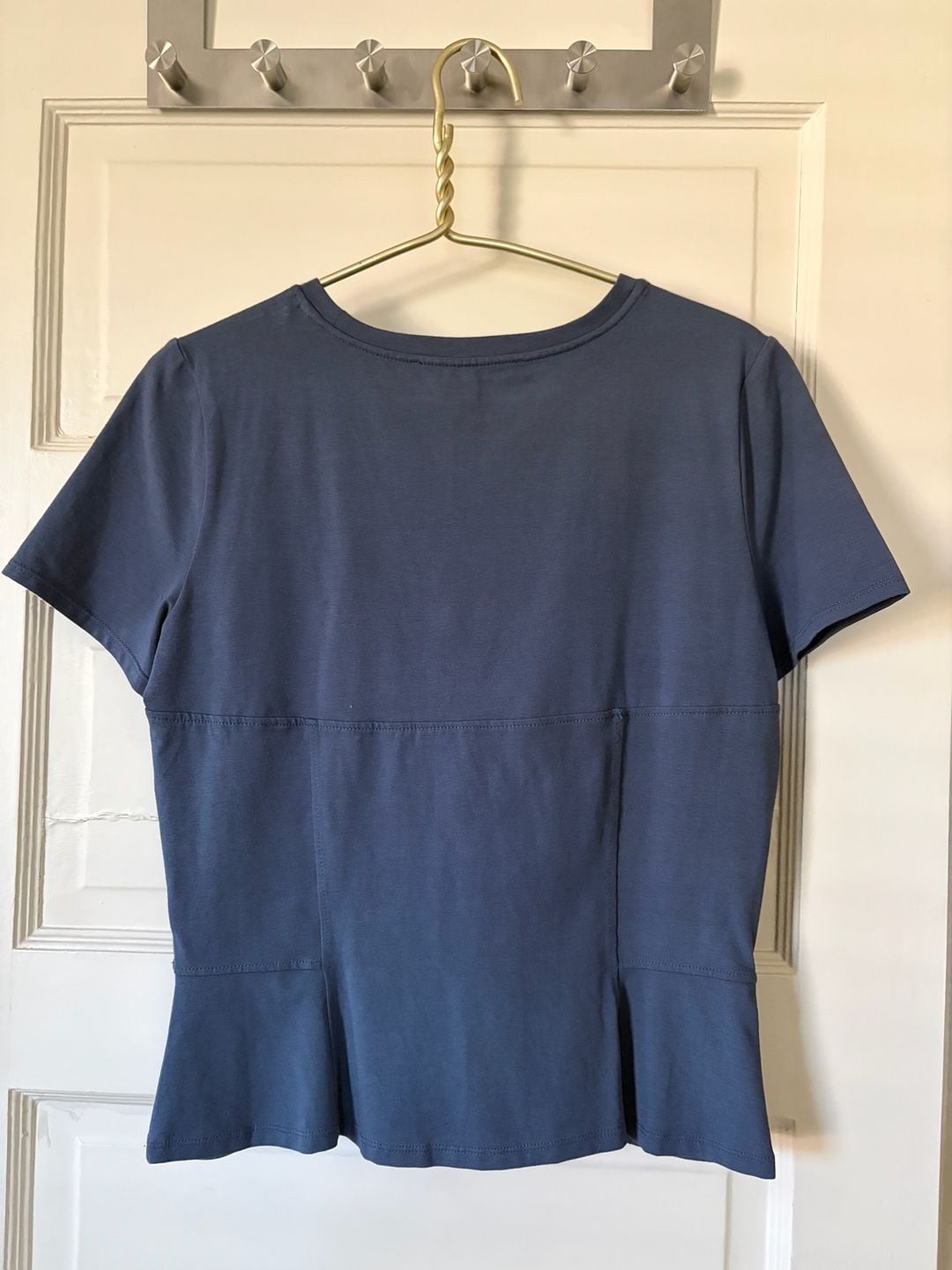 White House Black Market Peplum Top Short Sleeve Blue 3