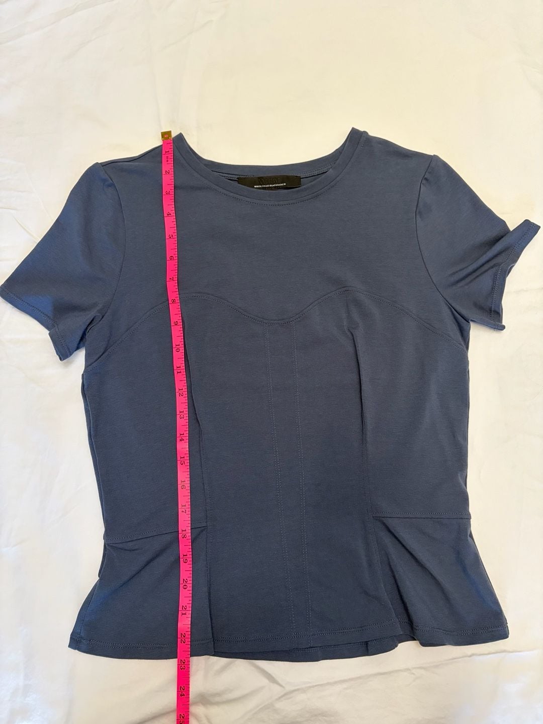 White House Black Market Peplum Top Short Sleeve Blue 4