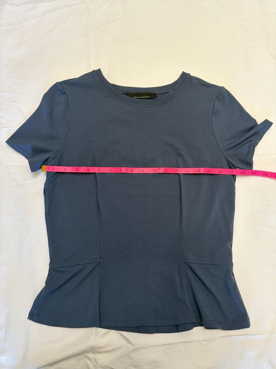 White House Black Market Peplum Top Short Sleeve Blue 5