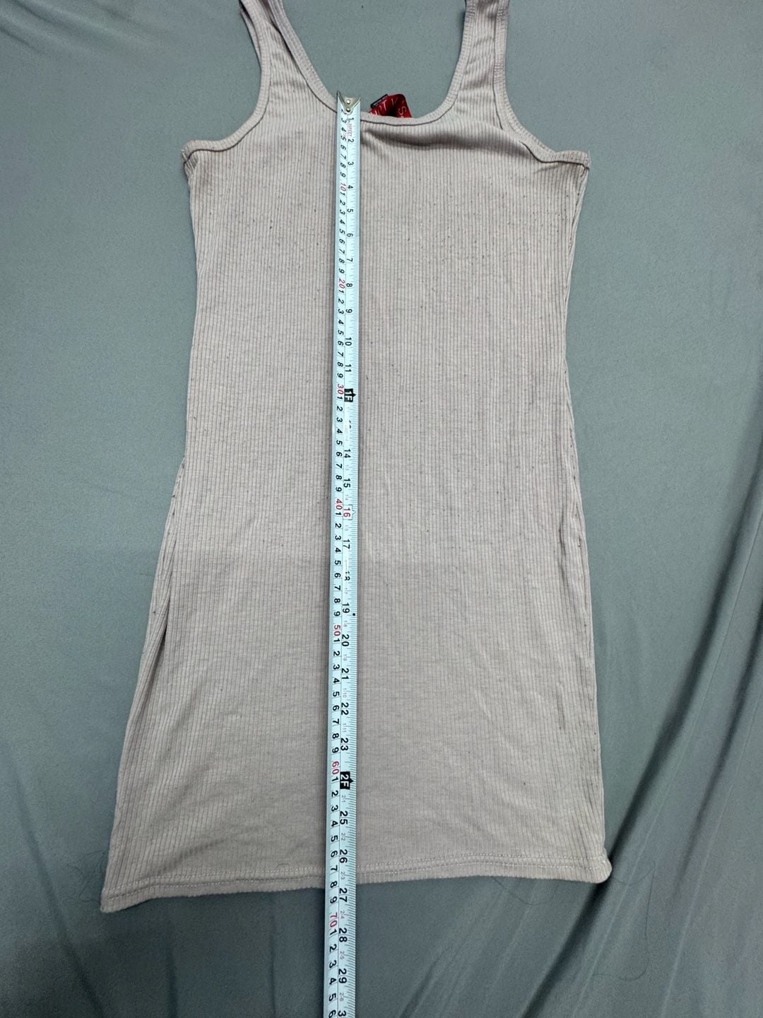 HOT KISS Ribbed Tank Dress Size L Grey Sleeveless Midi 4