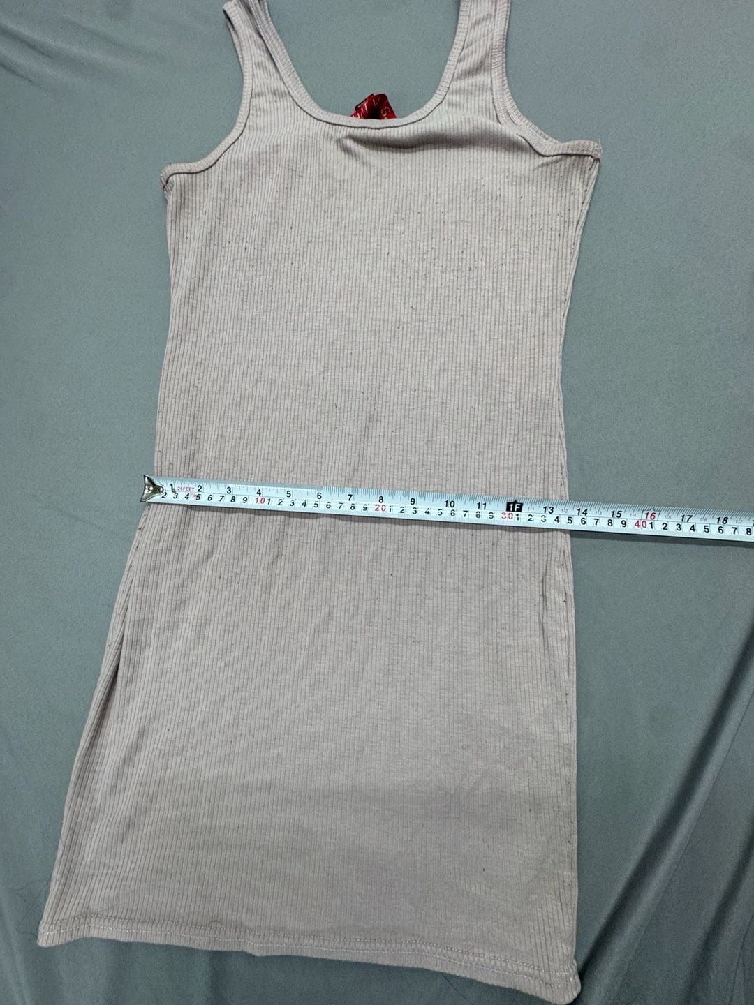 HOT KISS Ribbed Tank Dress Size L Grey Sleeveless Midi 5