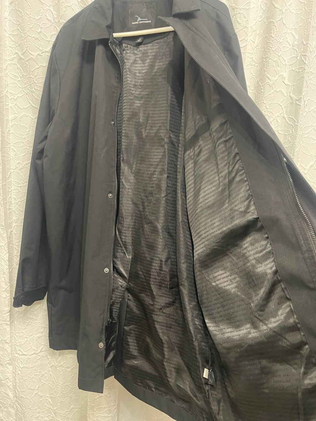 Marc Anthony Trench Coat Size XXL Black Rain Jacket Slim Fit 4
