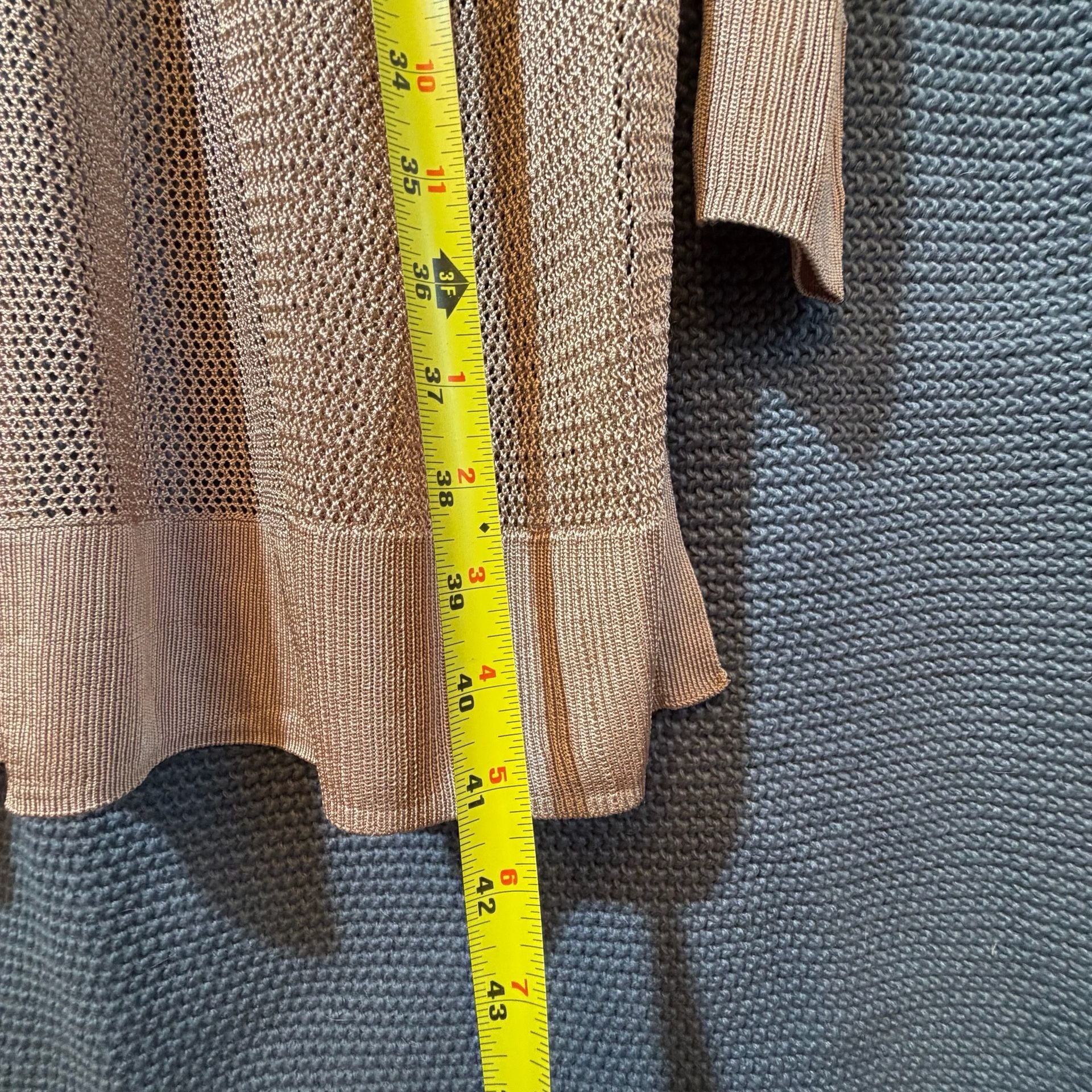 White House Black Market Open Stitch Longline Cardigan Size XL/XG Beige 9