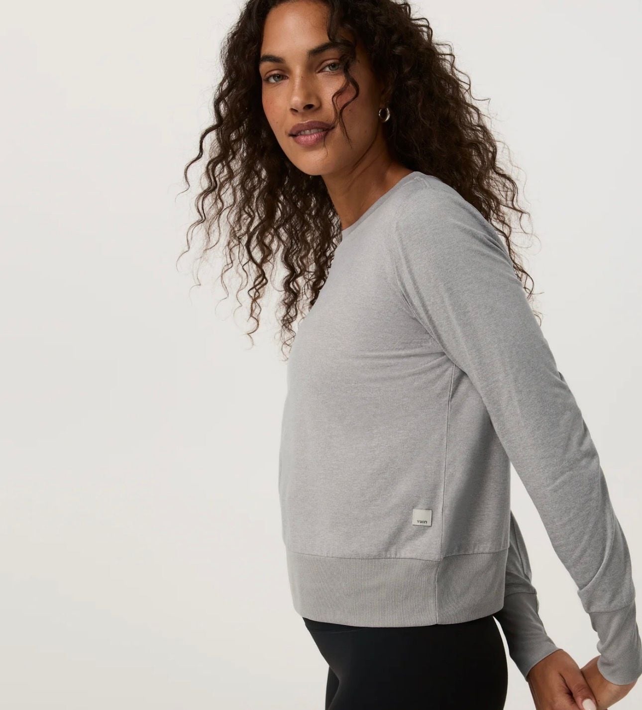 Vuori Daydream Crew Light Heather Grey Long Sleeve Top 3