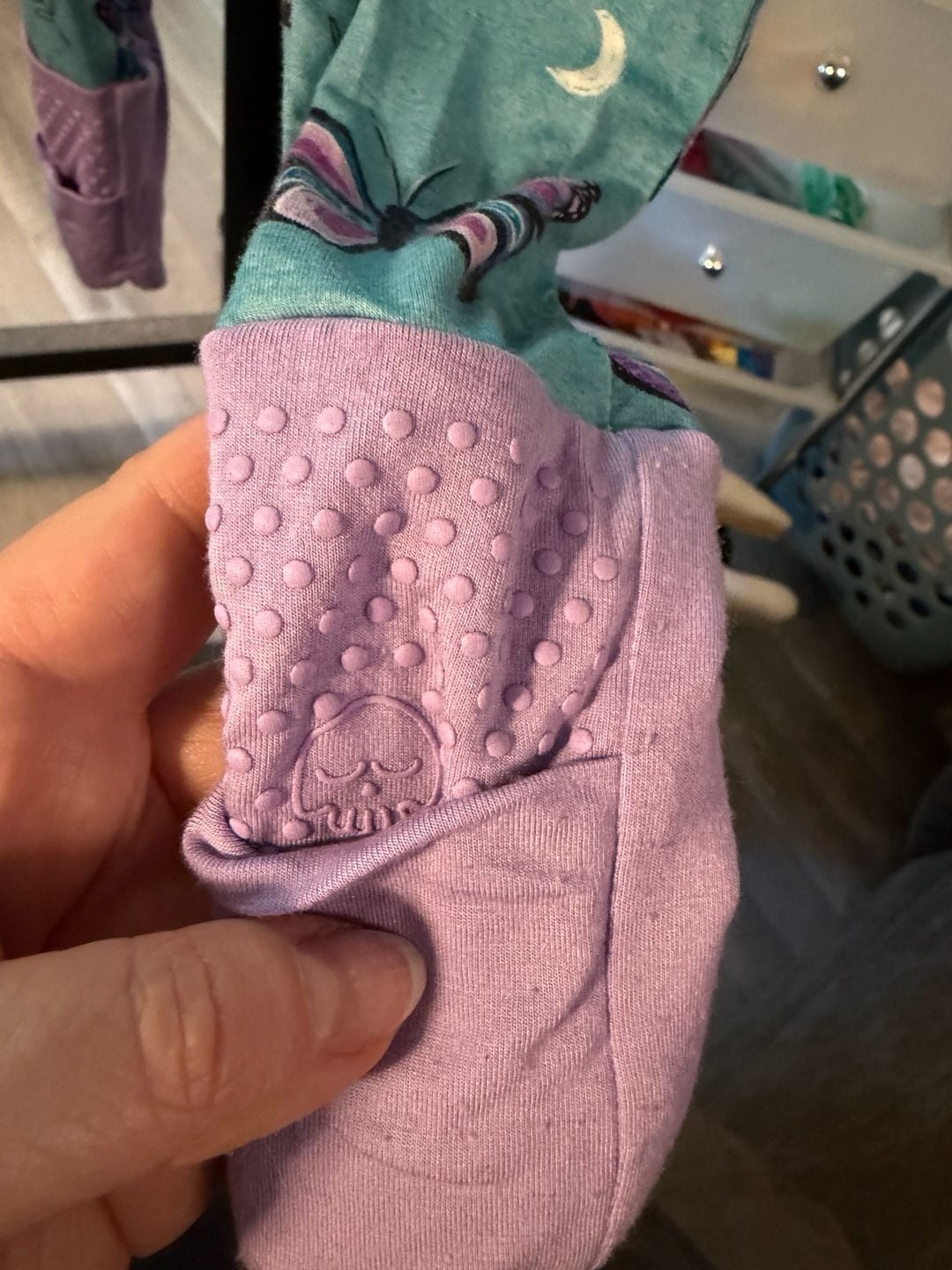 Lazy Bones 2way Zipper Pajama Convertible Foot Blue Purple Butterfly Size 18-24M 5