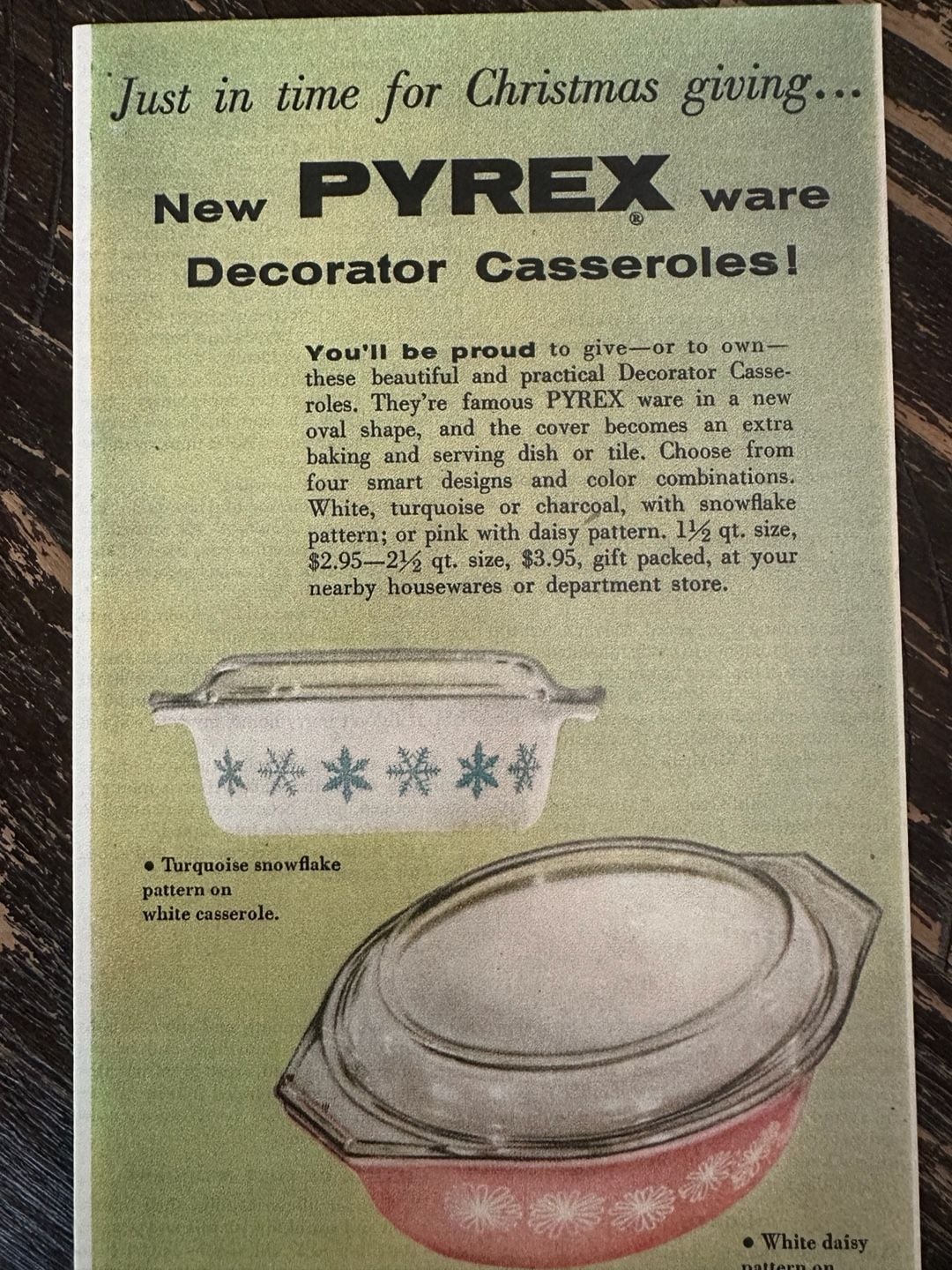 Pyrex Vintage Print Advertisement Decorator Casseroles 2