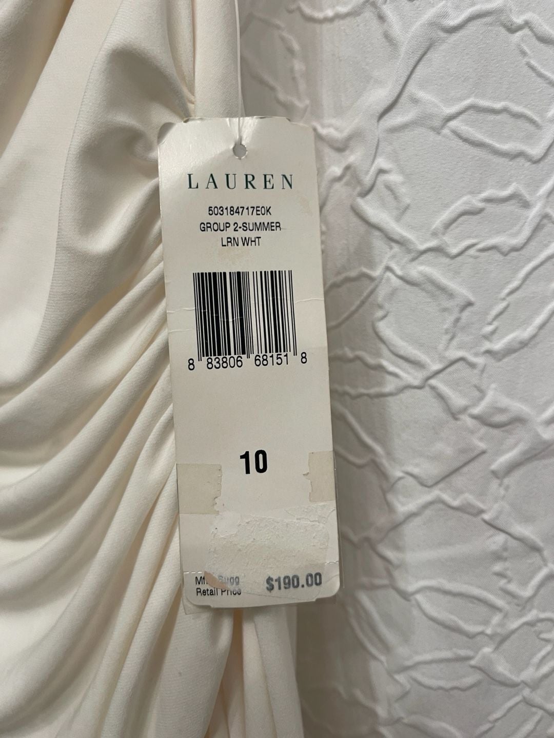 NWT Lauren Ralph Lauren One Shoulder White Evening Dress Size 10 Ruched 6