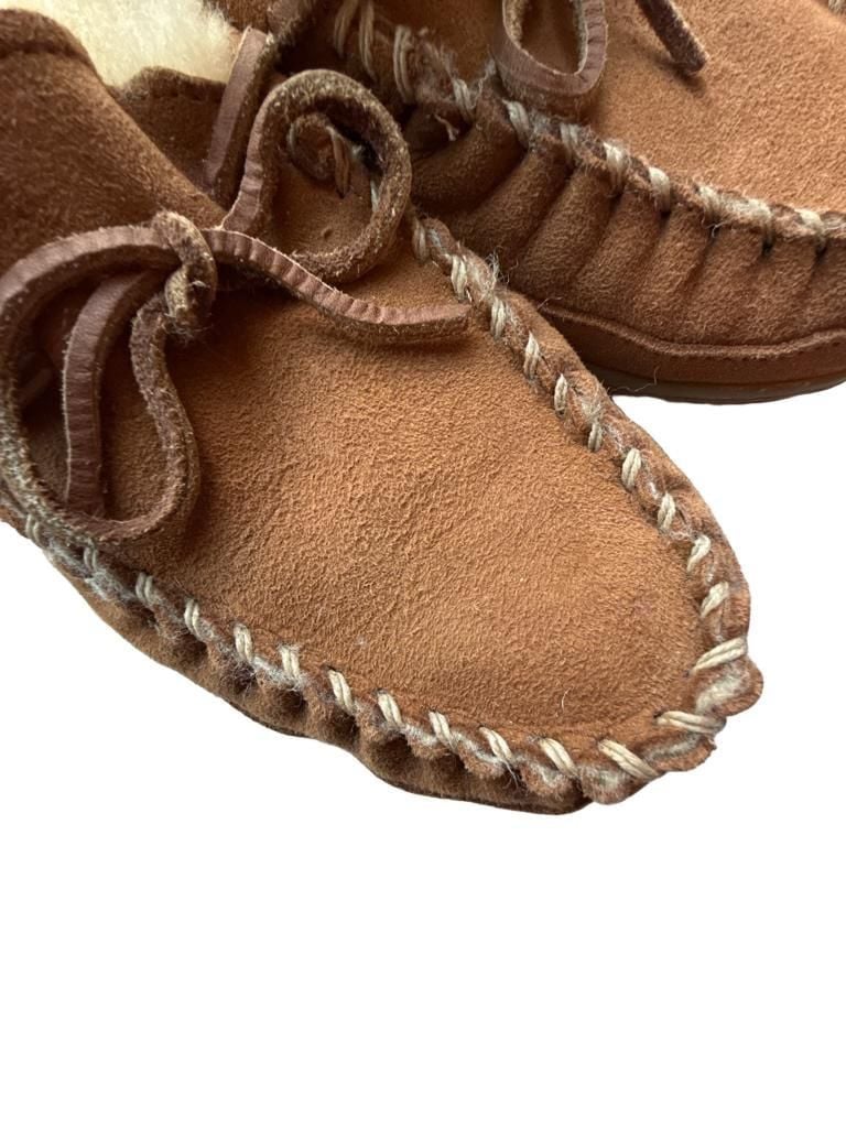 NWOT LL Bean Wicked Good Moccasin Size 8 Medium Brown Shearling Lined Slippers 7