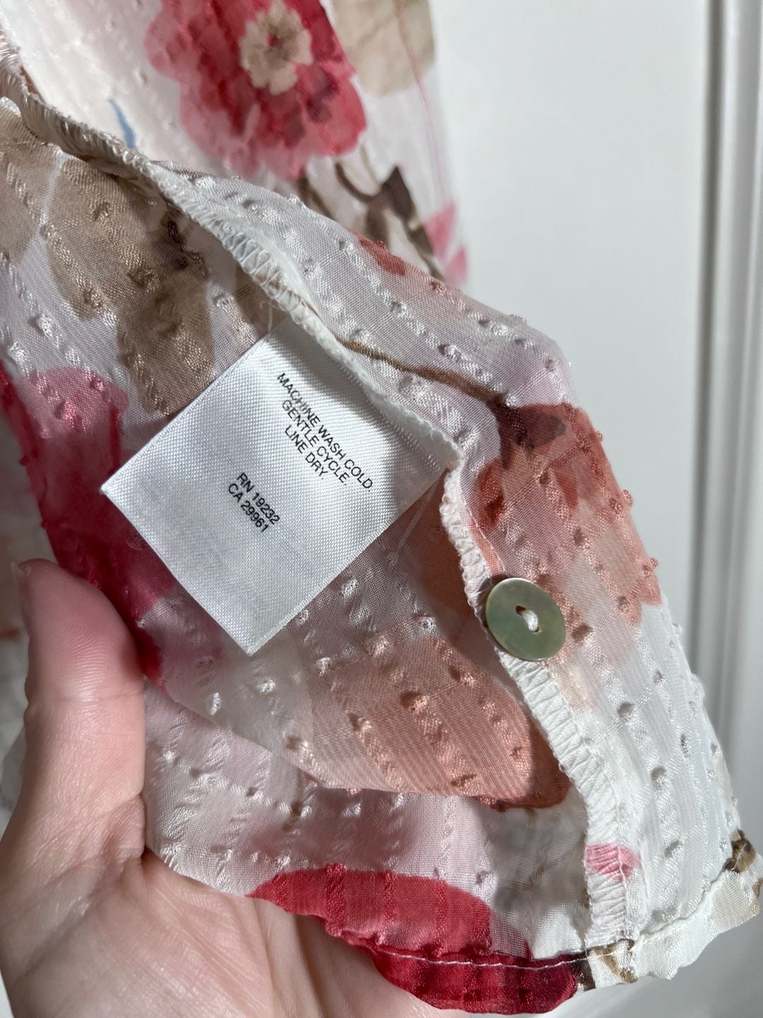 Alfred Dunner Petite 12P Floral Sheer Textured Blouse Pink Blue 3/4 Sleeve 9