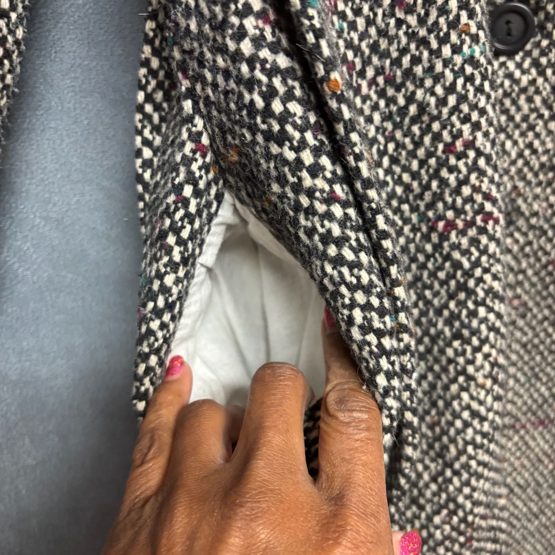 Aspen Outerwear Tweed Coat Size 7 Black White Rainbow Wool Blend Vintage 7